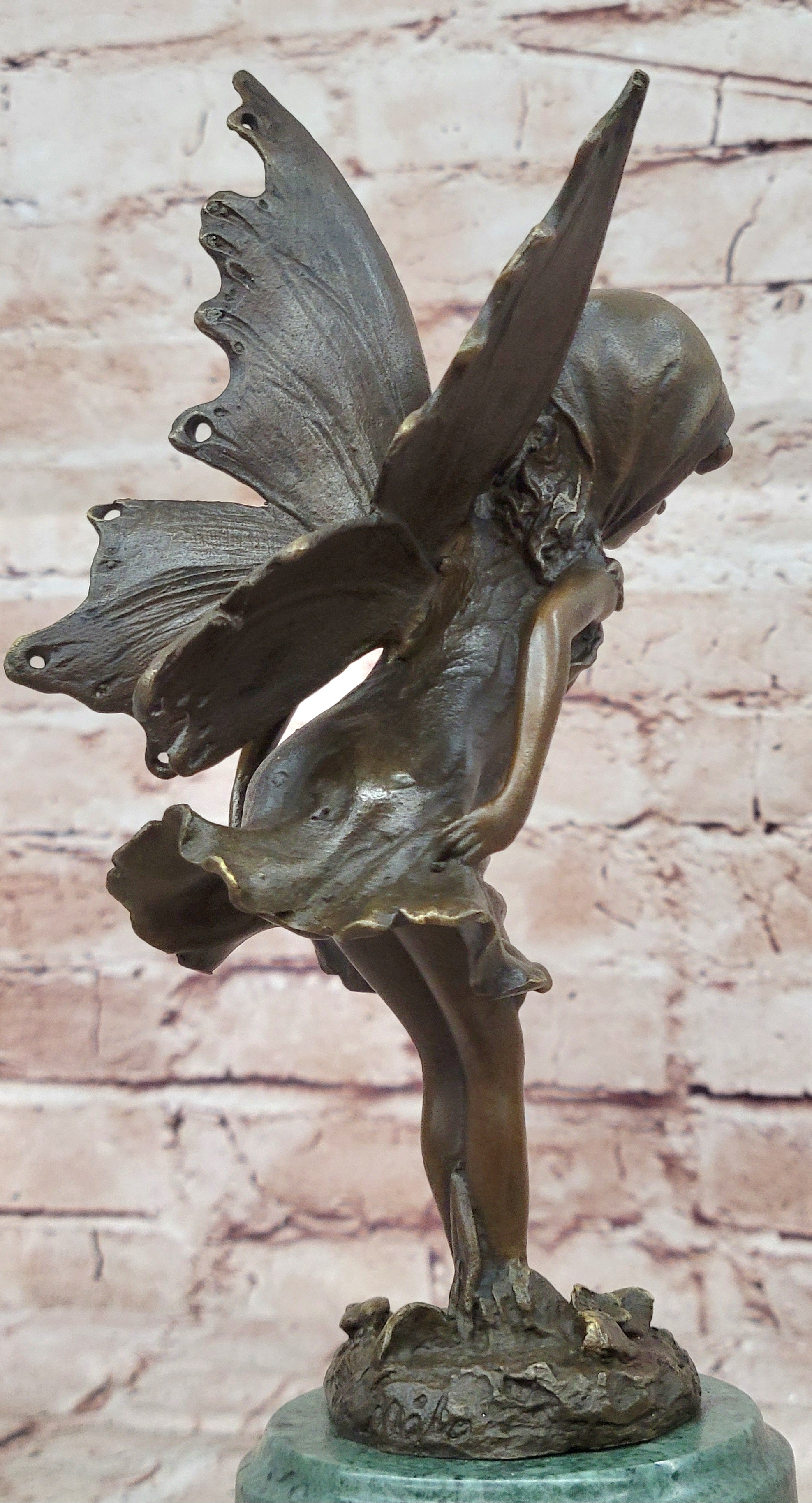 Butterfly Angel Little Girl Vintage Bronze Signed Original Miguel Lopez Sculpture