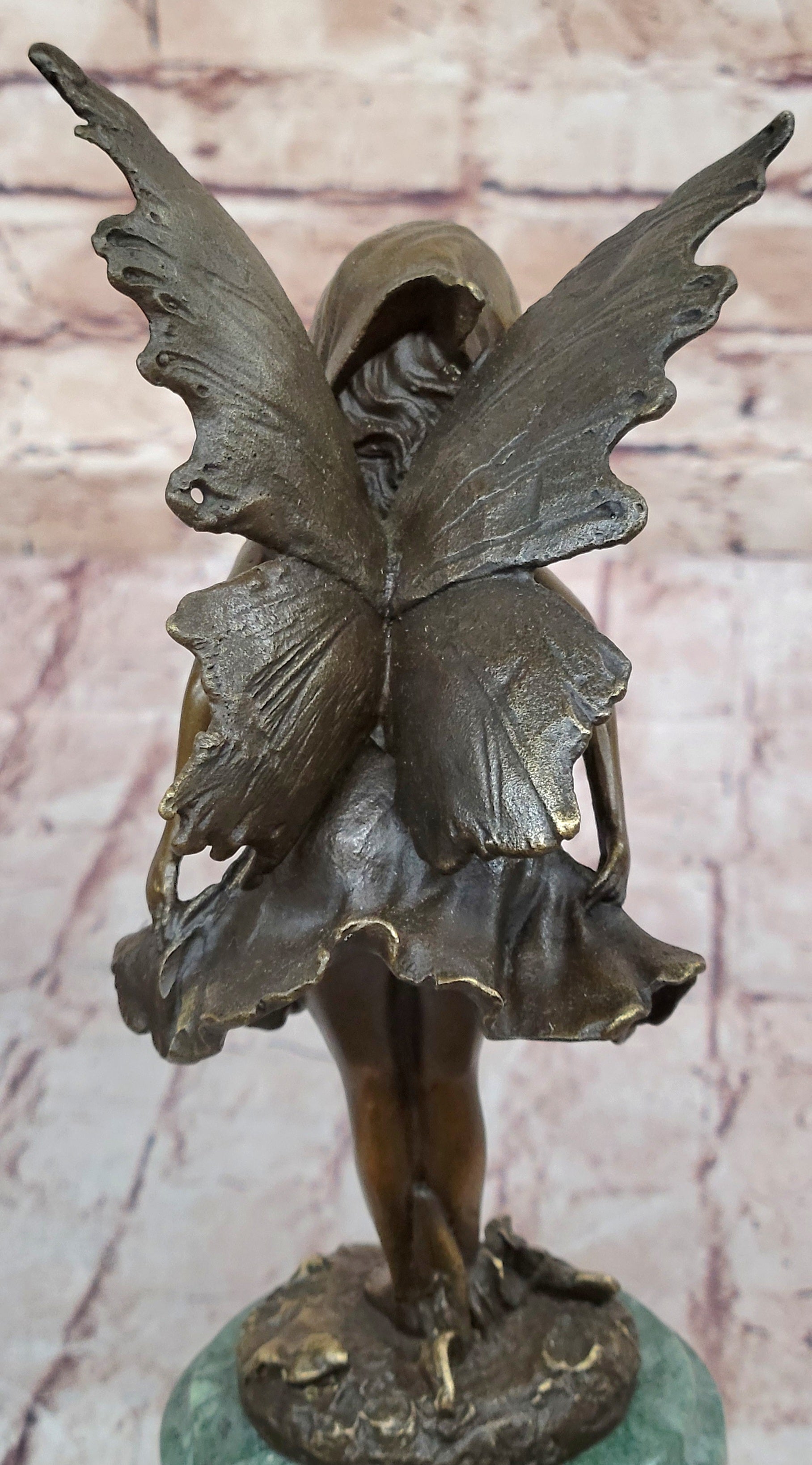 Butterfly Angel Little Girl Vintage Bronze Signed Original Miguel Lopez Sculpture