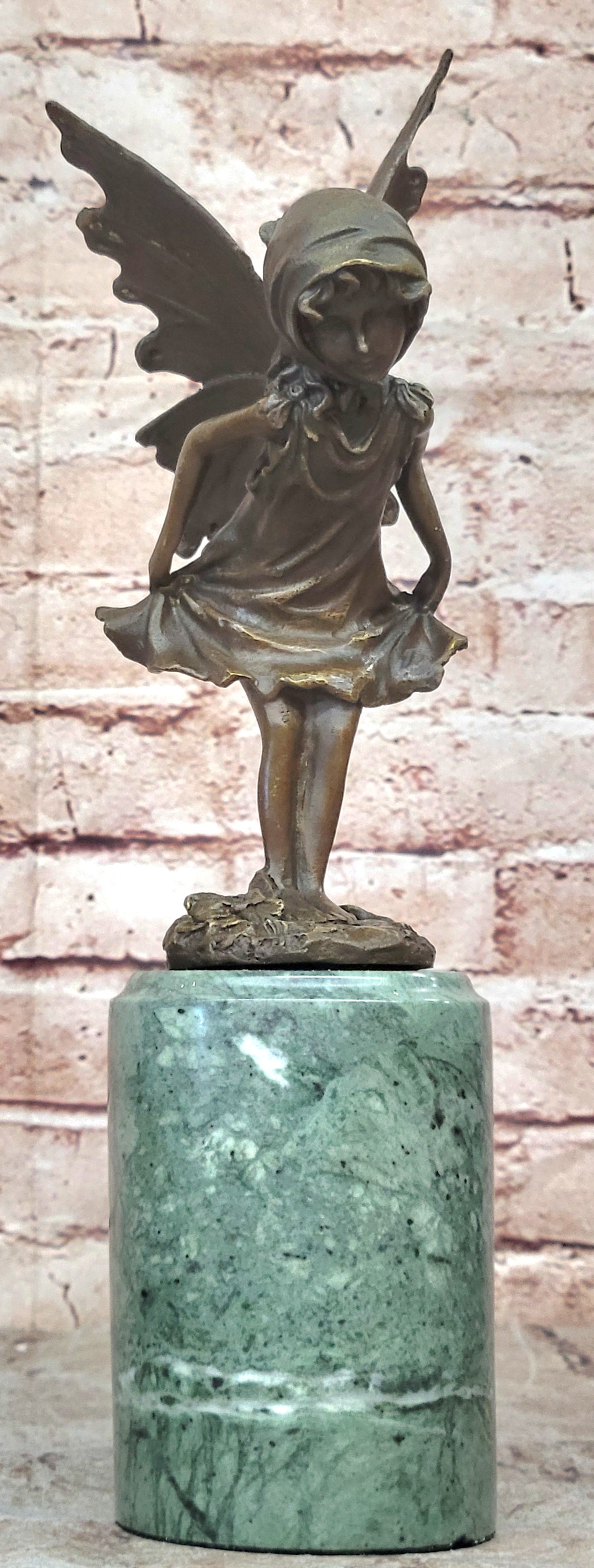 Butterfly Angel Little Girl Vintage Bronze Signed Original Miguel Lopez Sculpture