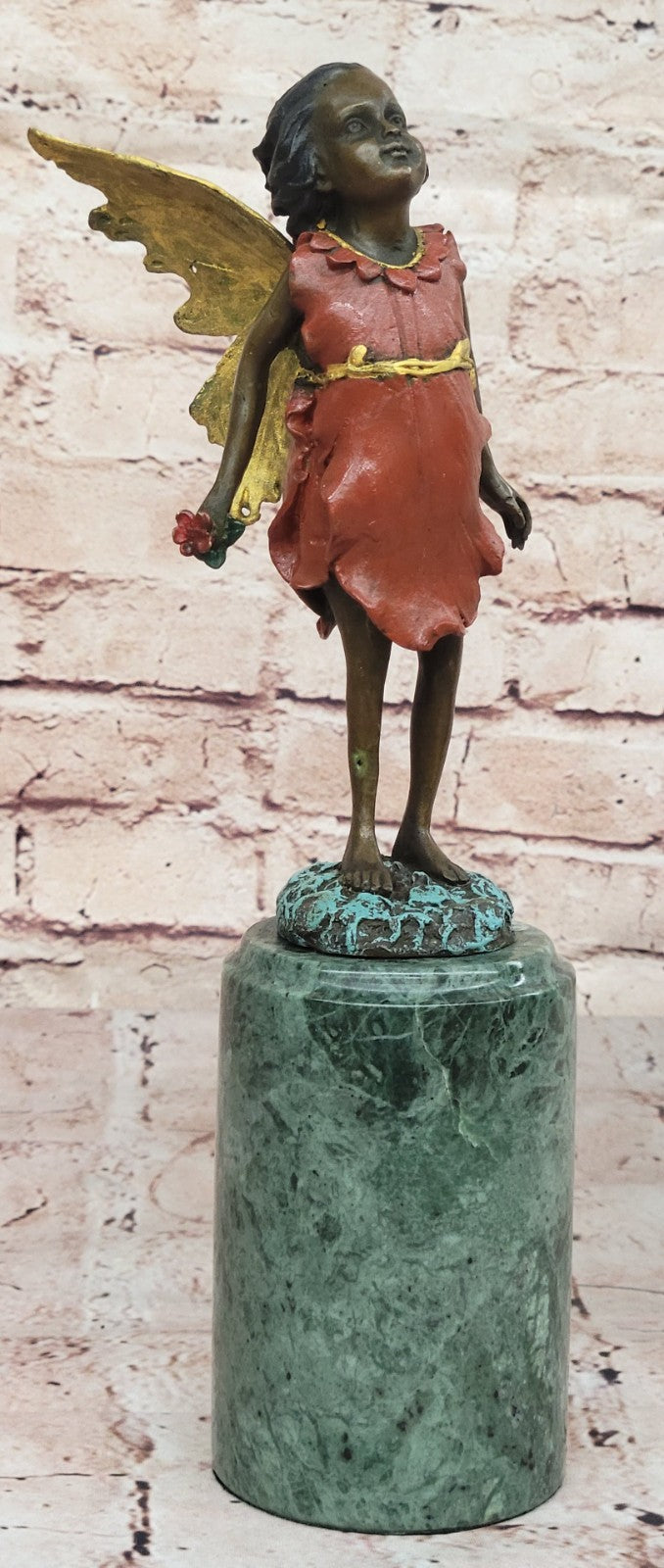 Mythical Statue: Handcrafted Multi-Color Patina Angel Fairy Bronze Sculpture by Milo