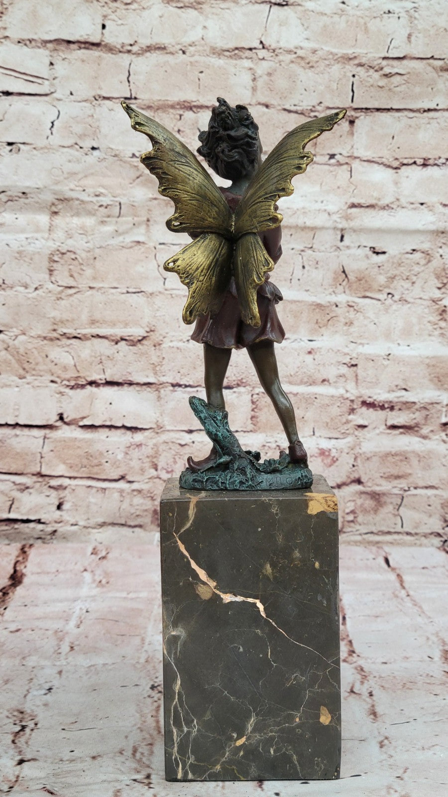 Handcrafted bronze sculpture SALE Book-End Patins Red Fairy Angel Deco Art