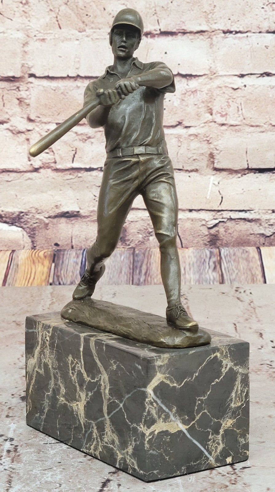 Hot Cast Signed Original Baseball player Trophy Gift Bronze Sculpture Statue