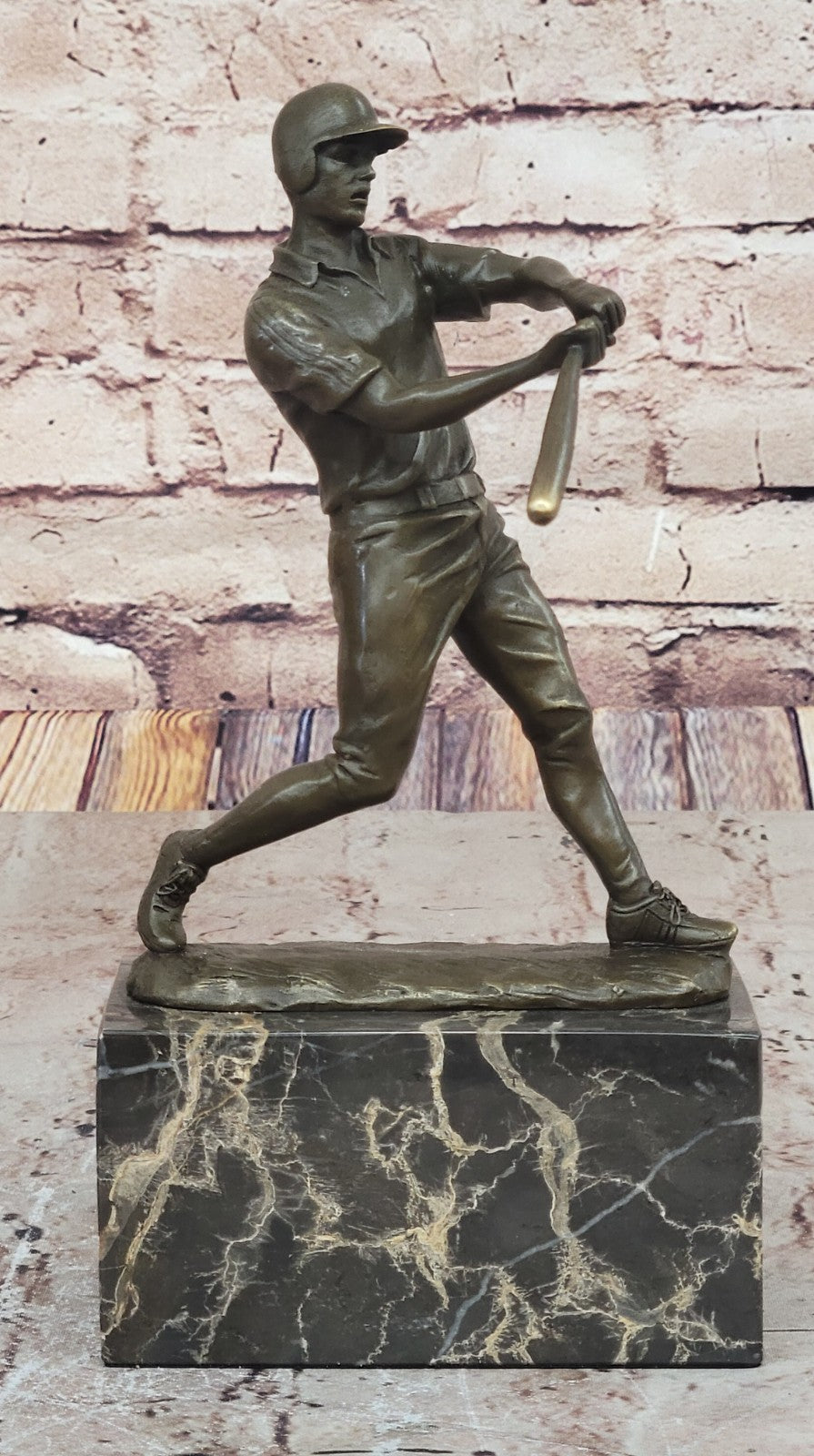Hot Cast Signed Original Baseball player Trophy Gift Bronze Sculpture Statue