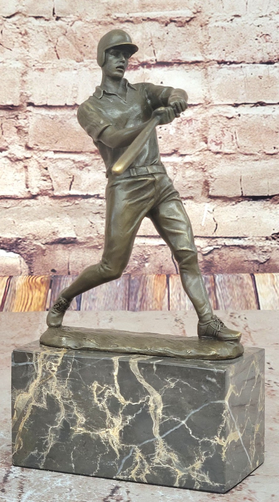 Hot Cast Signed Original Baseball player Trophy Gift Bronze Sculpture Statue
