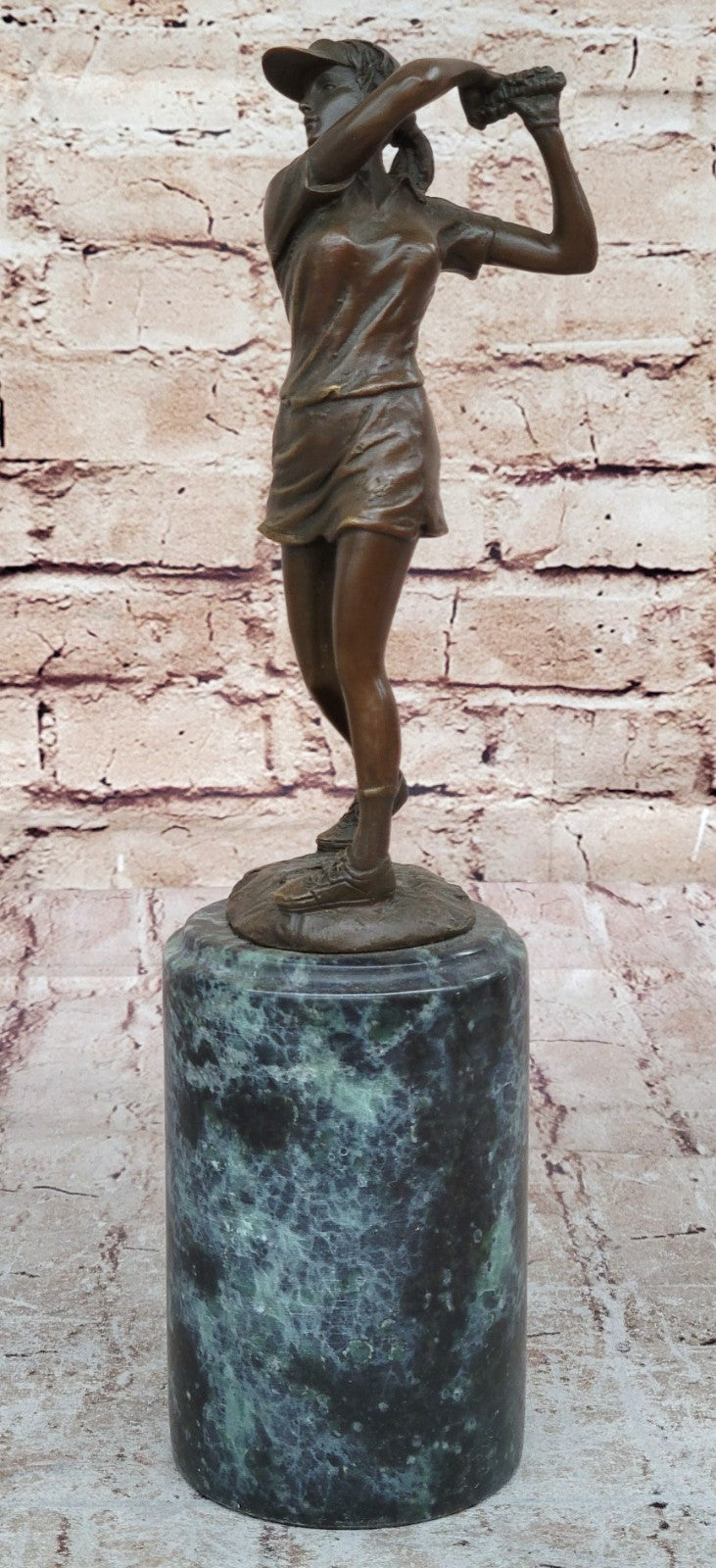 Bronze Phenomenal Sculpture of a Woman in Golf Course Golfer by Milo Figurine