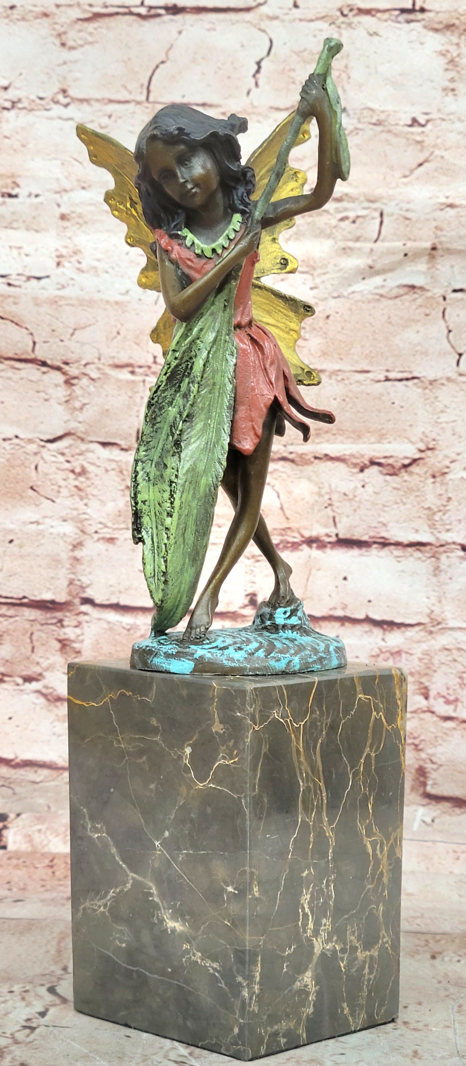 Tall Fairy Angel Multi Color Patina Bronze Sculpture Hot Cast Mythical Figurine