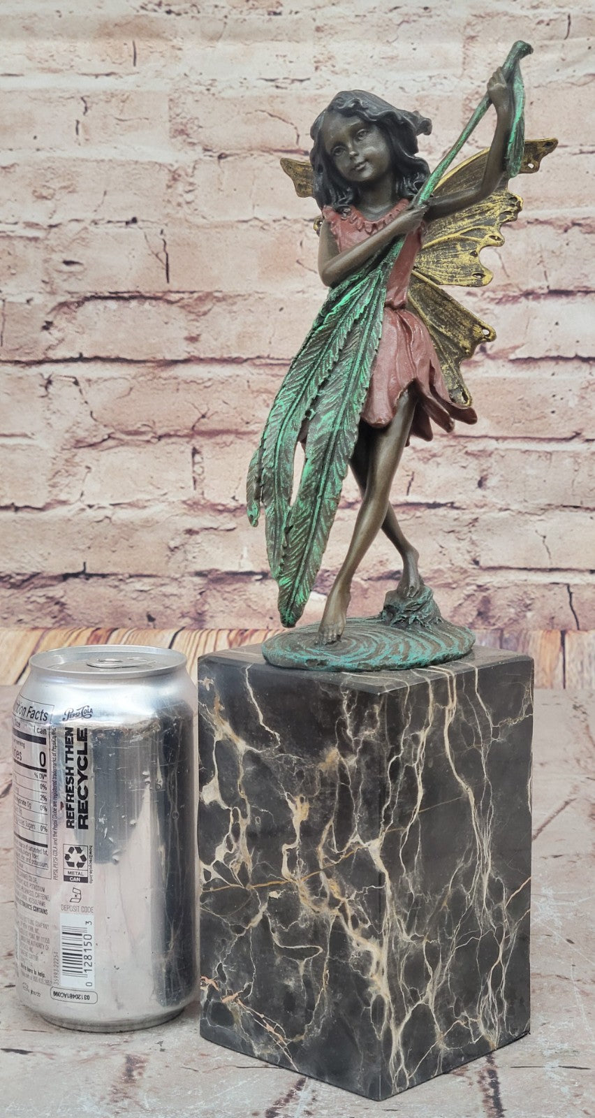 Original Fairy Child Bronze Statue - Mythical Signed Artwork by Miguel Lopez