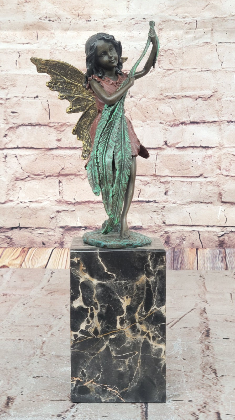 Original Fairy Child Bronze Statue - Mythical Signed Artwork by Miguel Lopez