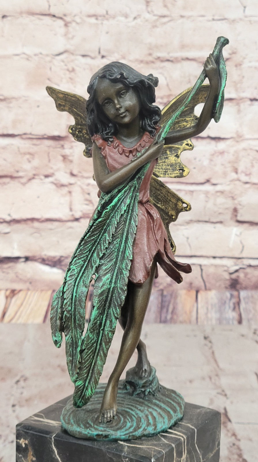 Original Fairy Child Bronze Statue - Mythical Signed Artwork by Miguel Lopez