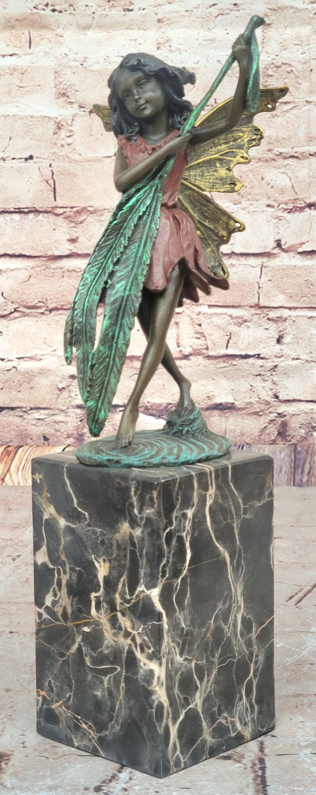 Original Fairy Child Bronze Statue - Mythical Signed Artwork by Miguel Lopez