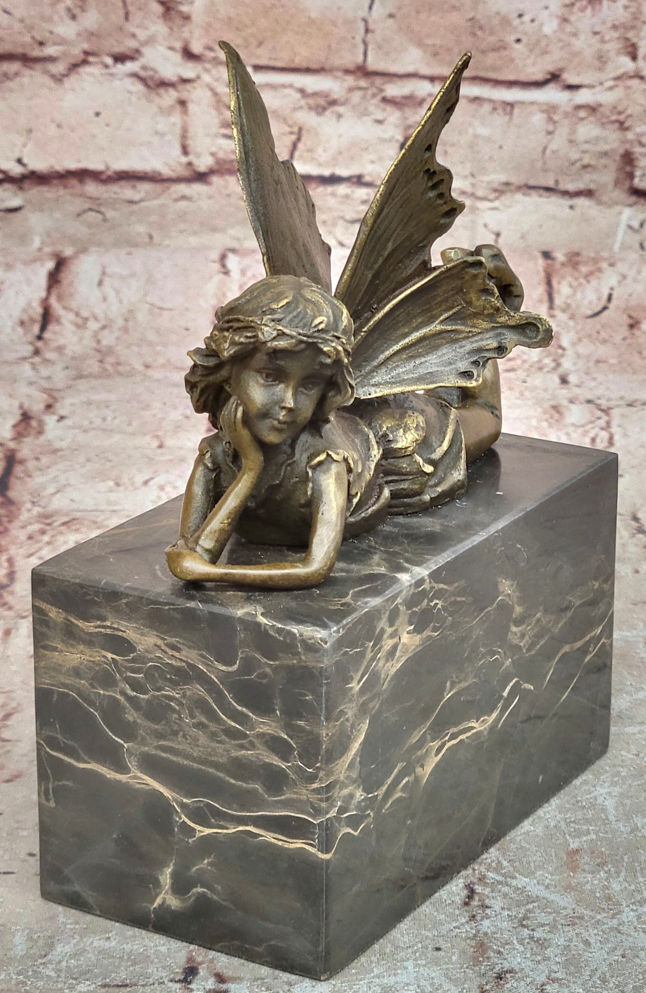 Vintage Bronze Garden Fairy Fantasy Mythical Meta Statue Figure Figurine Sale