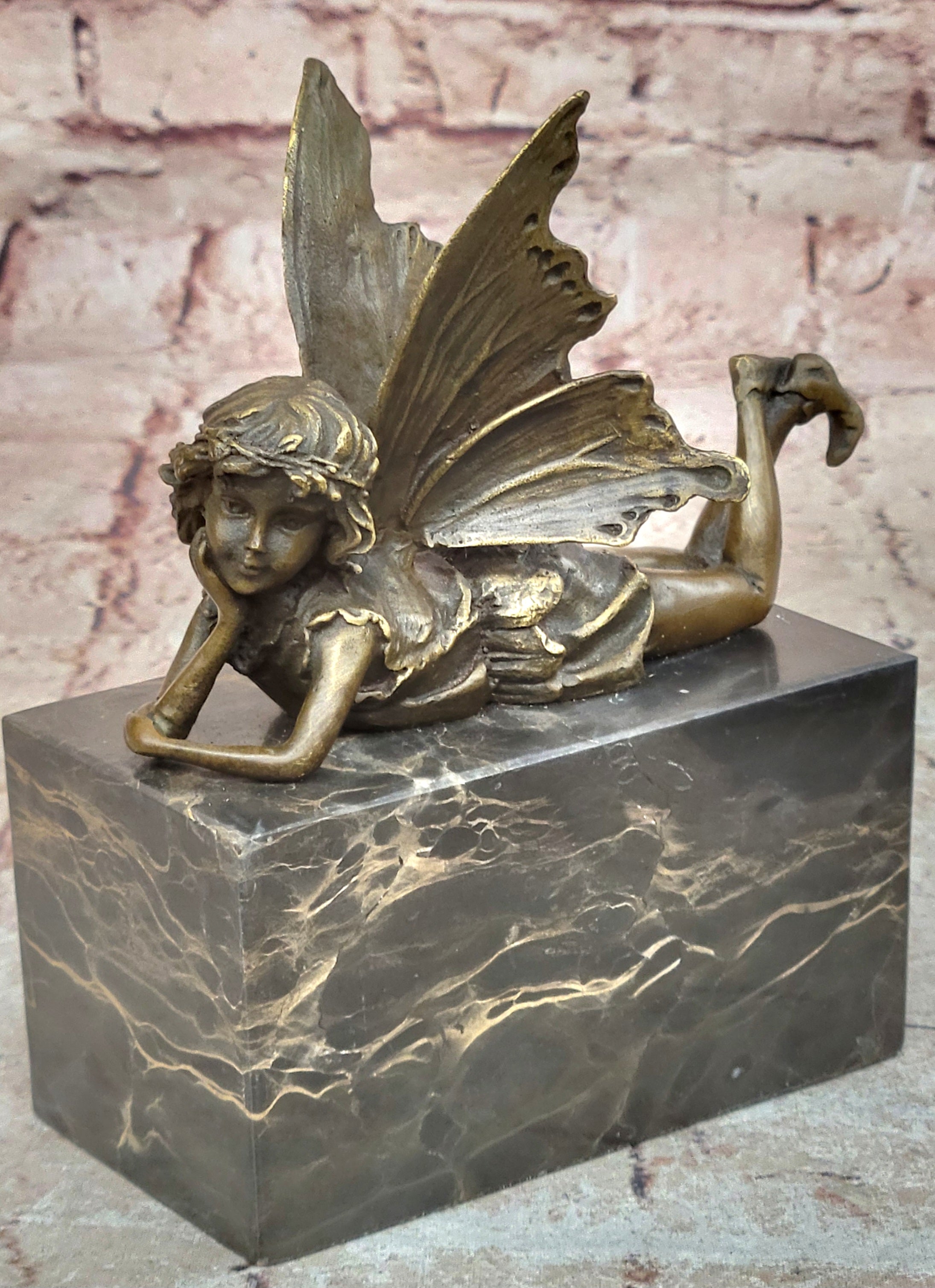 Vintage Bronze Garden Fairy Fantasy Mythical Meta Statue Figure Figurine Sale