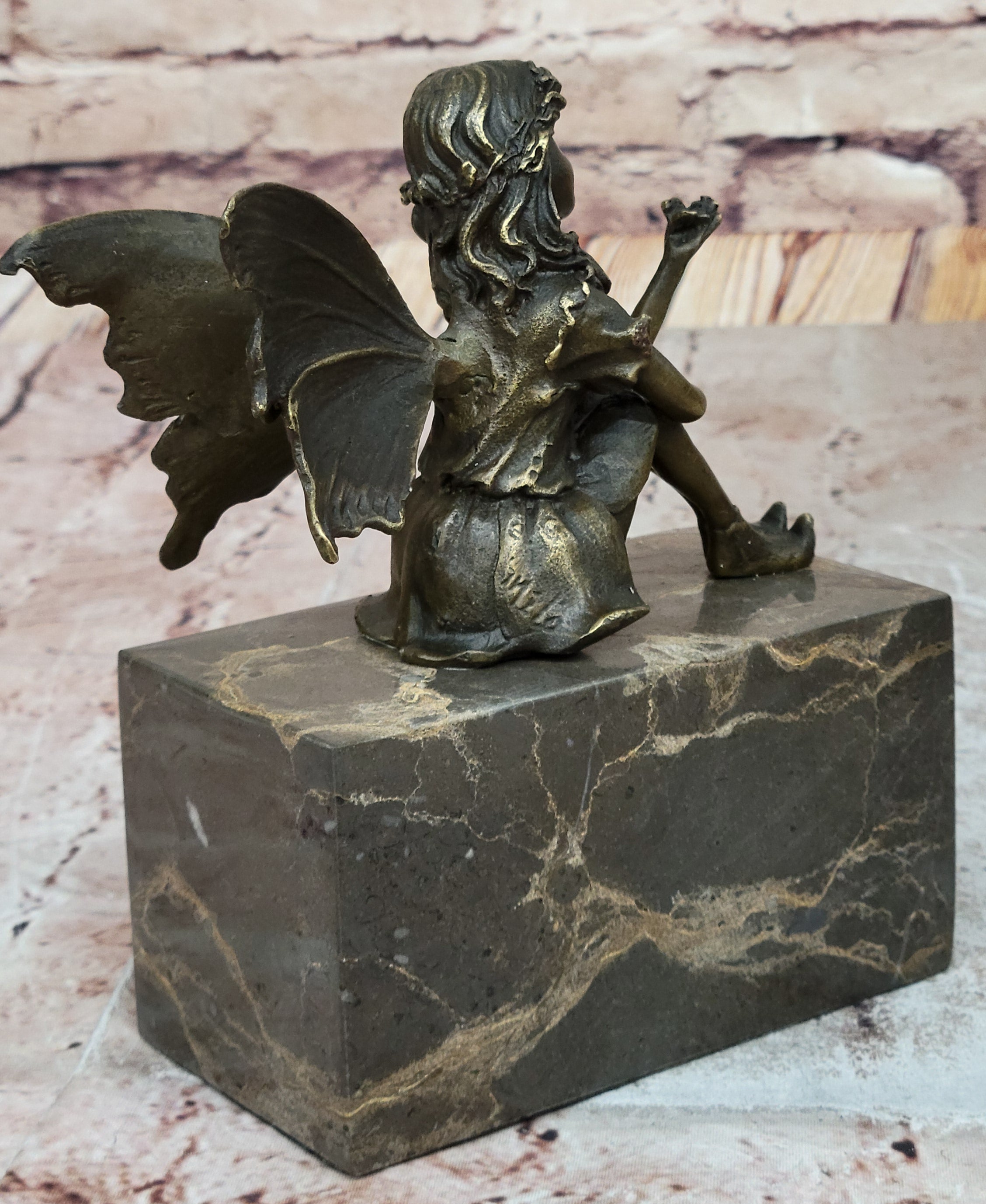 GENUINE BRONZE SCULPTURE ART NOUVEAU ANGEL STATUE HOT CAST MYTHICAL FIGURE SALE