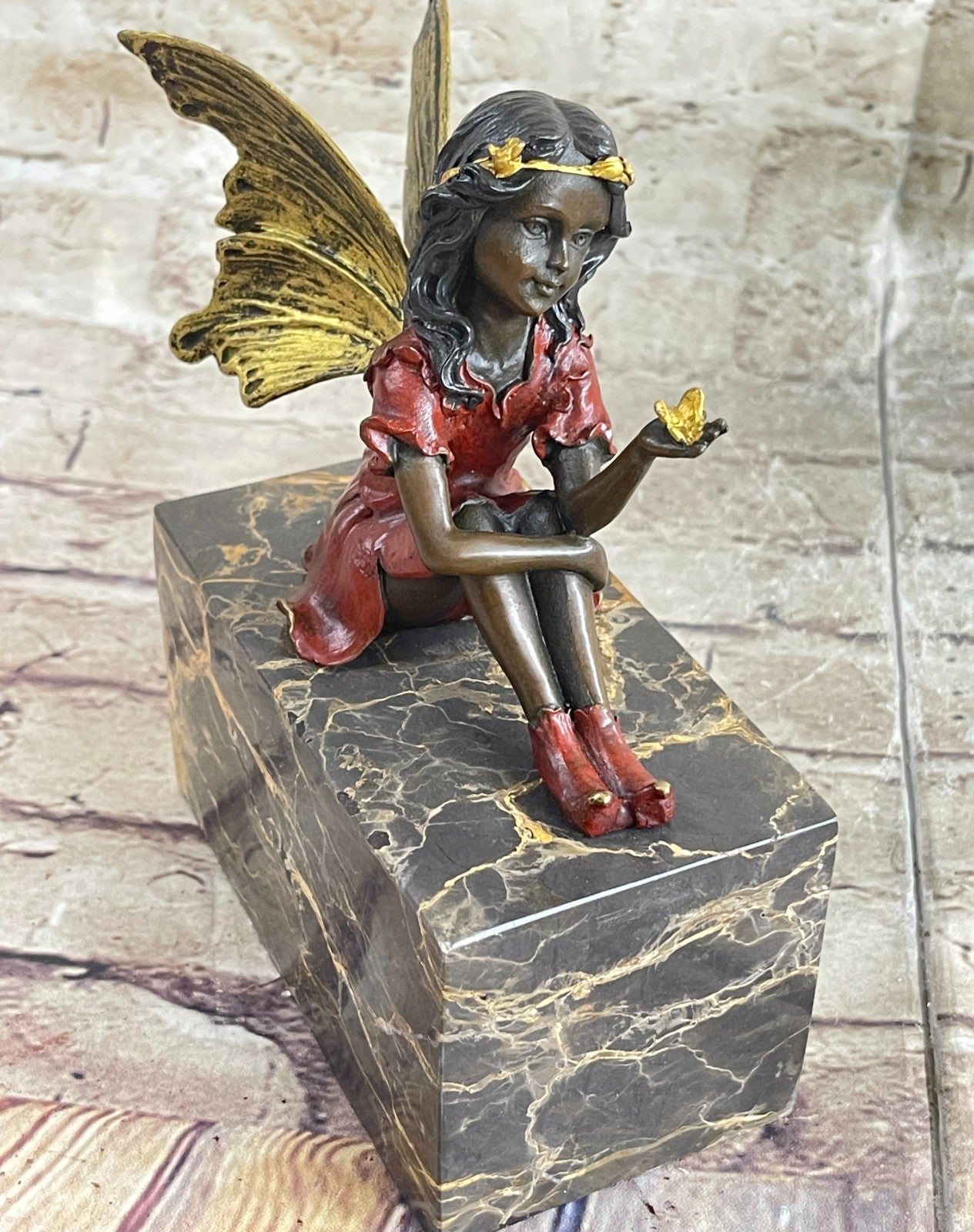Miguel Lopez Fairy Angel Bronze Sculpture: Handcrafted Multi-Color Mythical Art