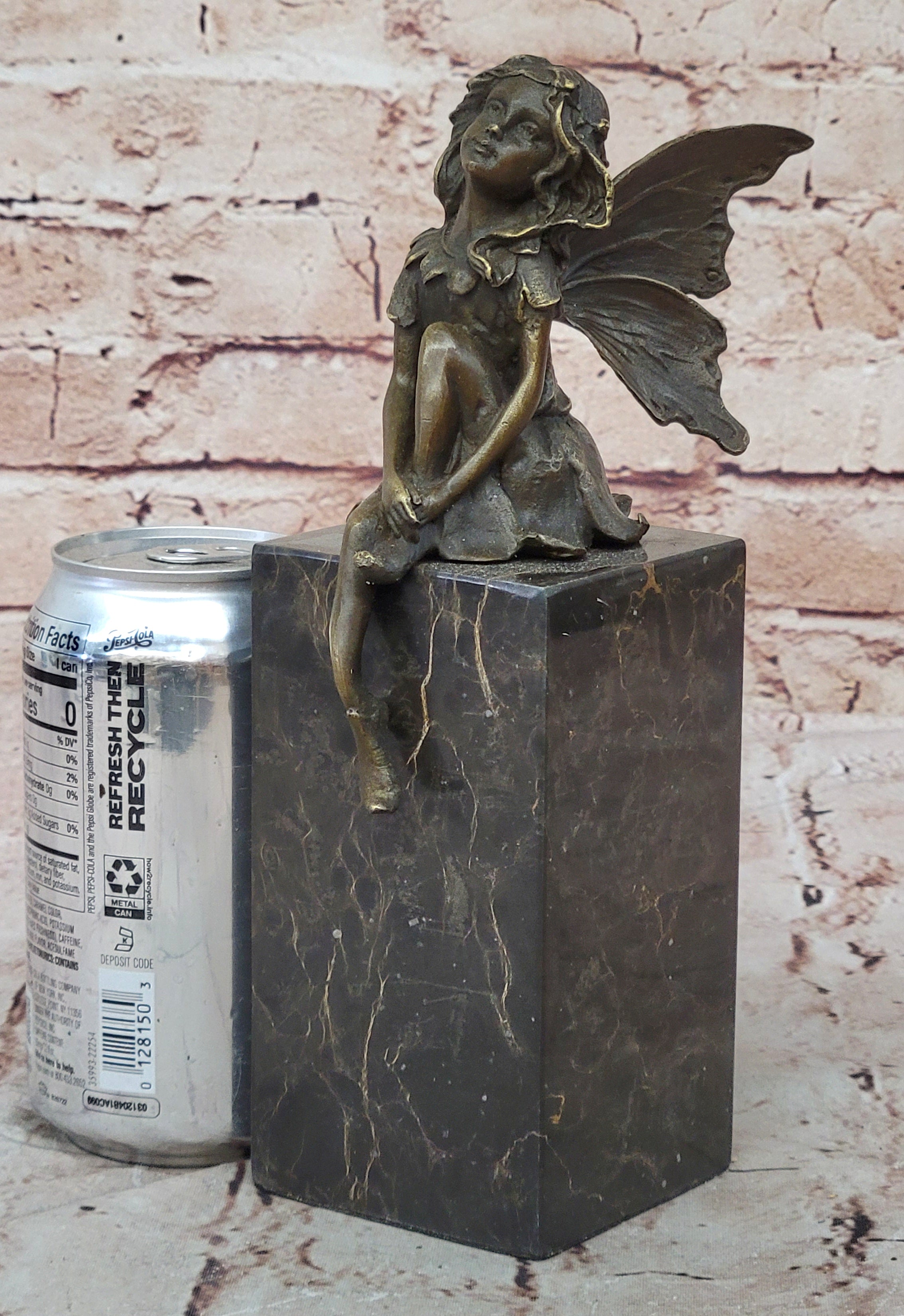 ART NOUVEAU BRONZE FAIRY BUTTERFLY Girl OLD BOOKEND BOOK ENS MARBLE BASE SCULPTU