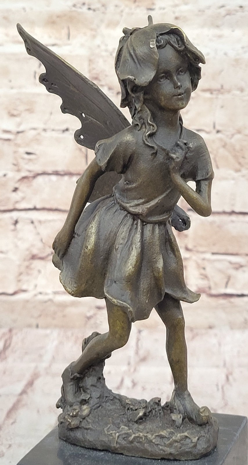 Handcrafted bronze sculpture SALE Art Angel Butterfly Guardian Patina Gold