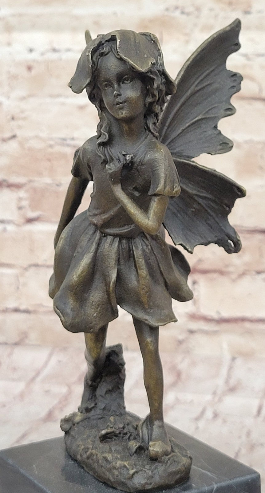 Handcrafted bronze sculpture SALE Art Angel Butterfly Guardian Patina Gold