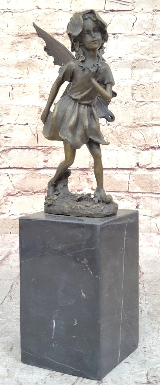 Handcrafted bronze sculpture SALE Art Angel Butterfly Guardian Patina Gold