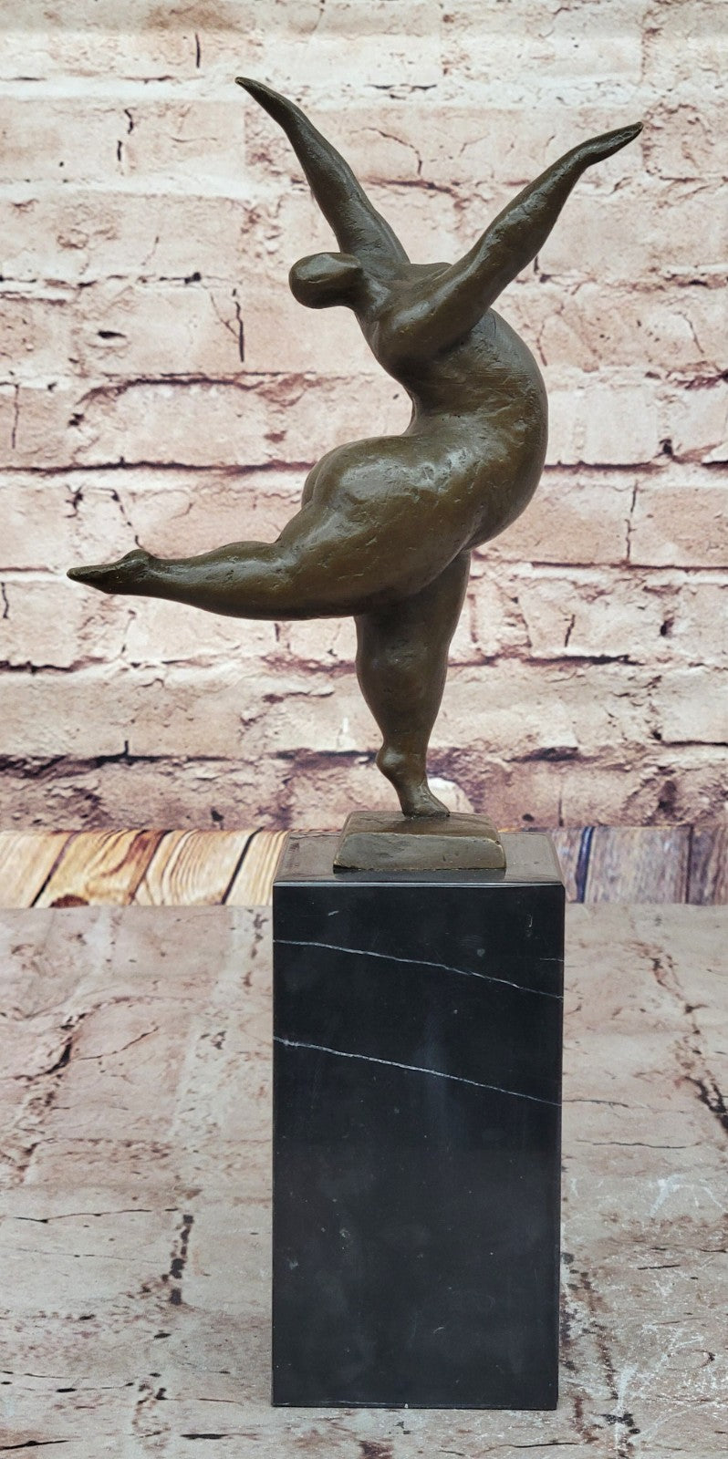 Original Signed Abstract Ballerina Bronze Figurine Art Deco Sculpture Statue LRG