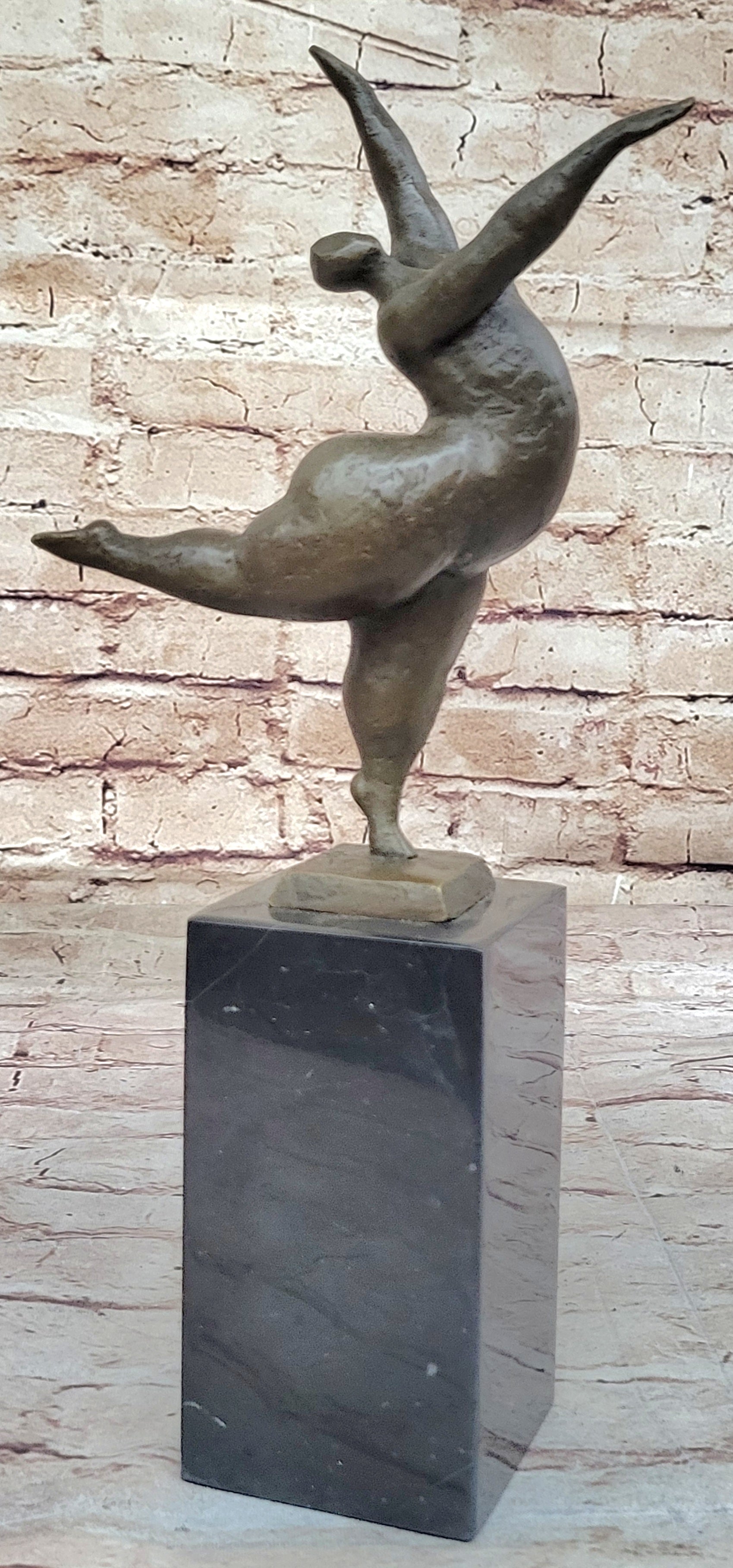Original Signed Abstract Ballerina Bronze Figurine Art Deco Sculpture Statue LRG