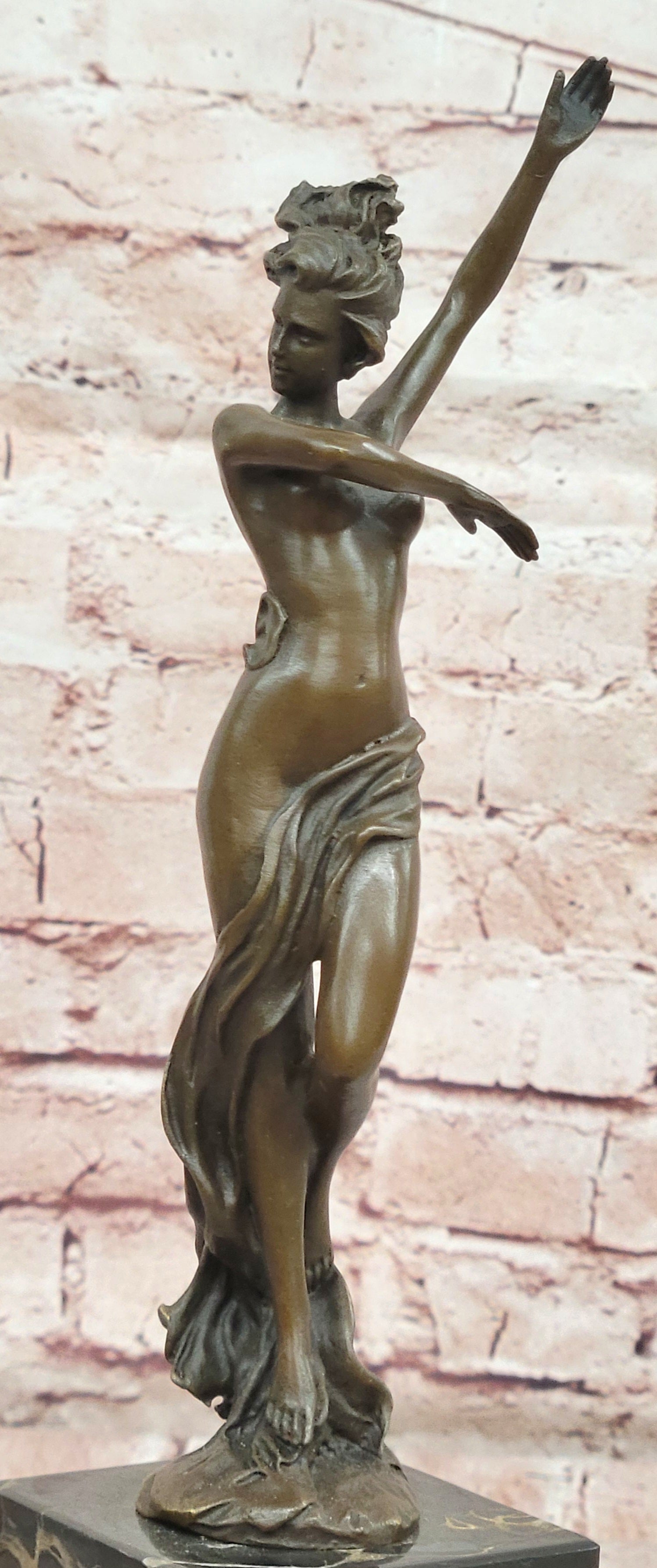 Art Nouveau Nude Nymph Bookend Book End Bronze Sculpture Marble Base Figurine