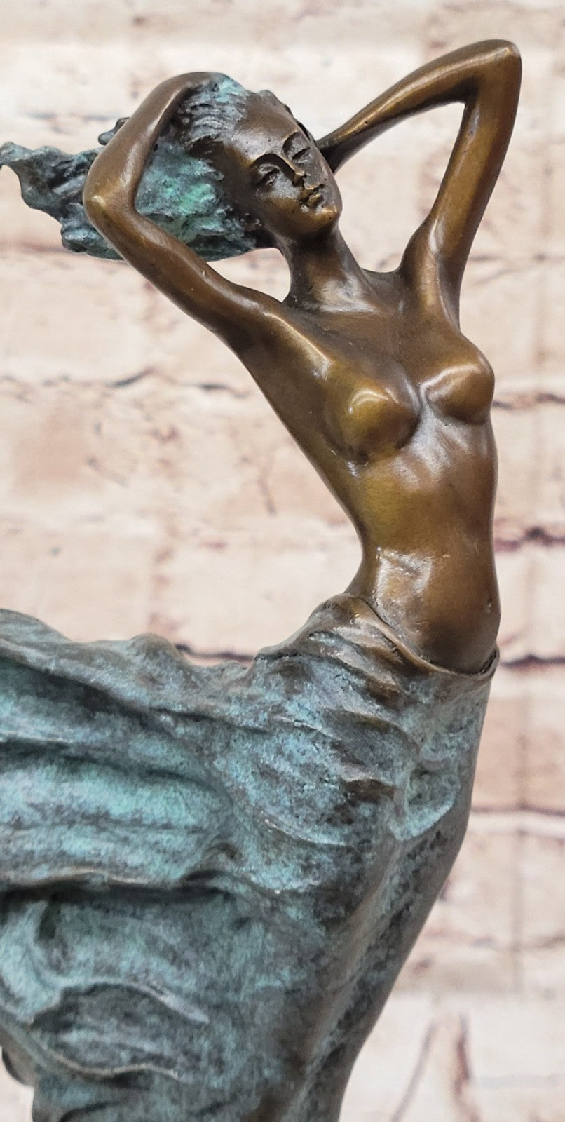 Handcrafted J.Erte Nude Female Figurine Bronze Sculpture Marble Base Figurine