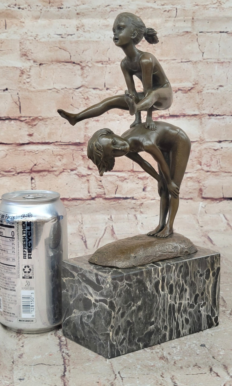 Vintage Bronze Statue By Milo Children Playing Leap Frog 10" Figure Decor