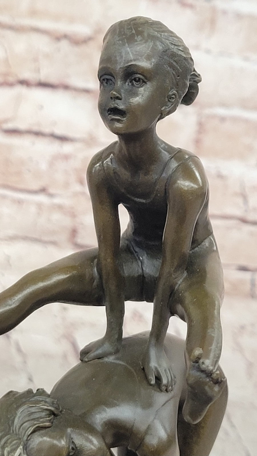 Vintage Bronze Statue By Milo Children Playing Leap Frog 10" Figure Decor