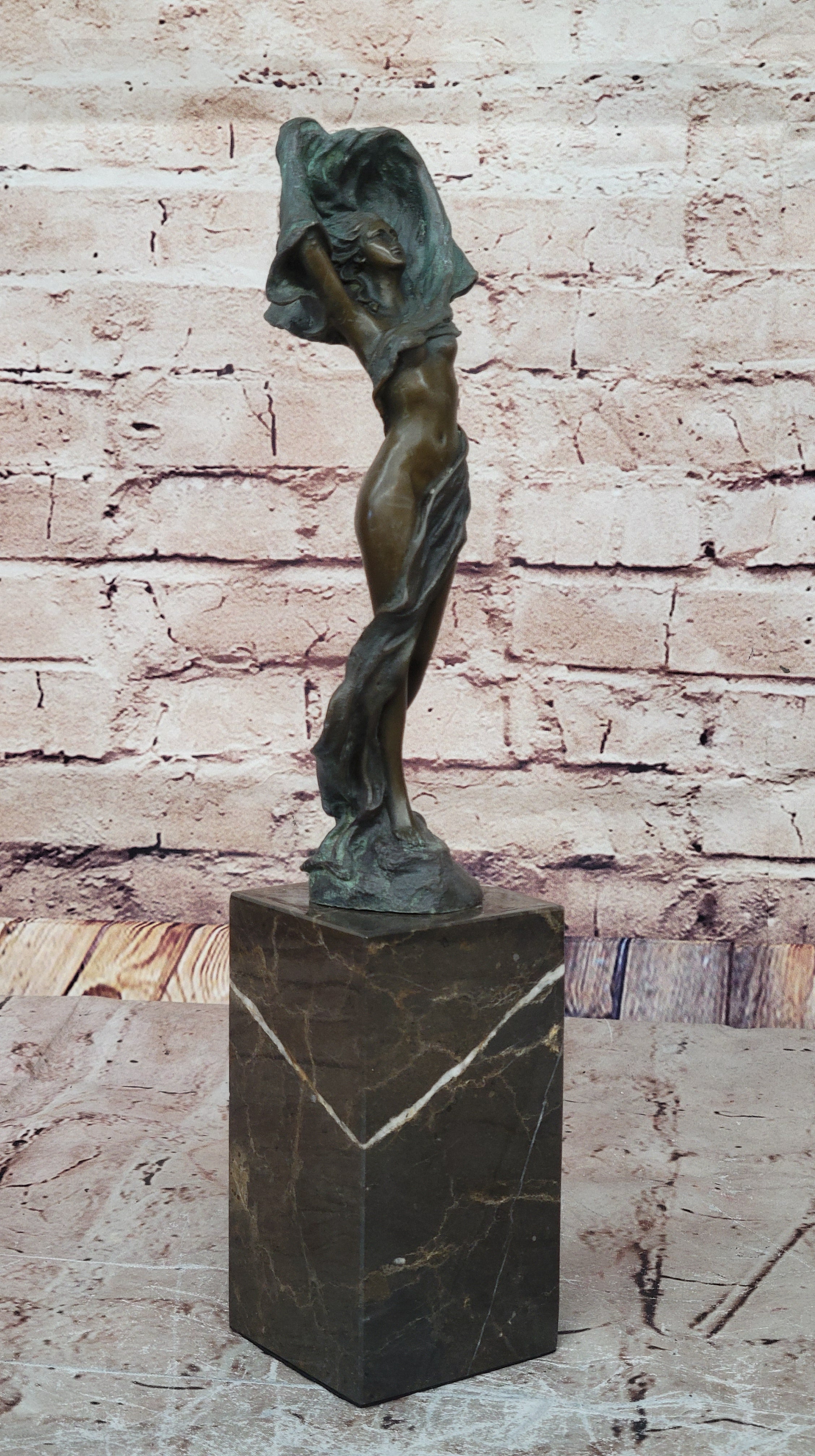 Hand Made J. Erte Bronze Sculpture: Nude Female Figurine, Collector Edition