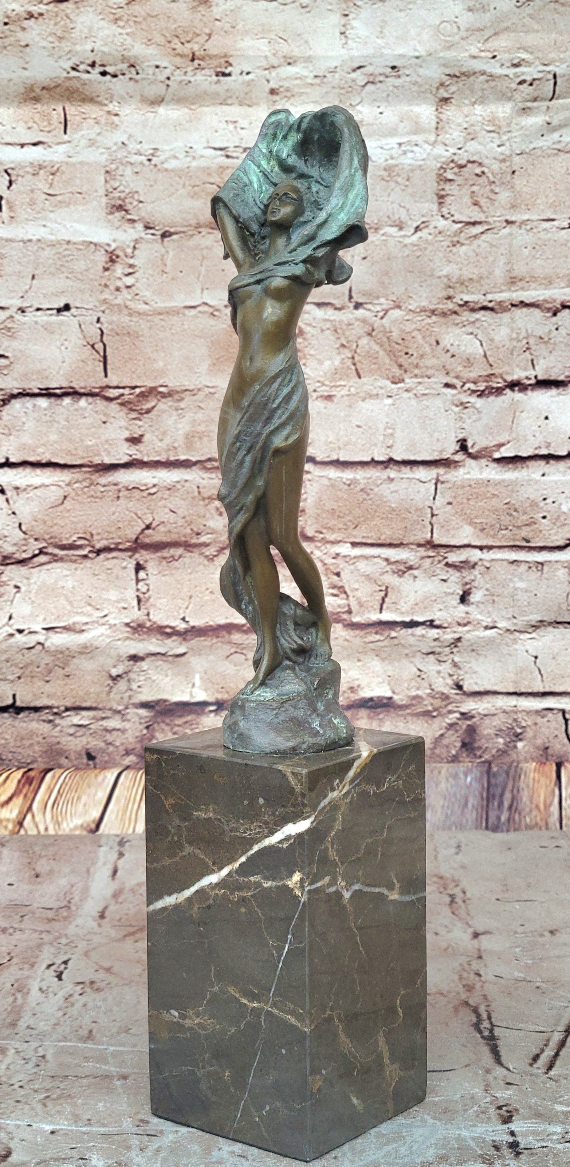 Hand Made J. Erte Bronze Sculpture: Nude Female Figurine, Collector Edition