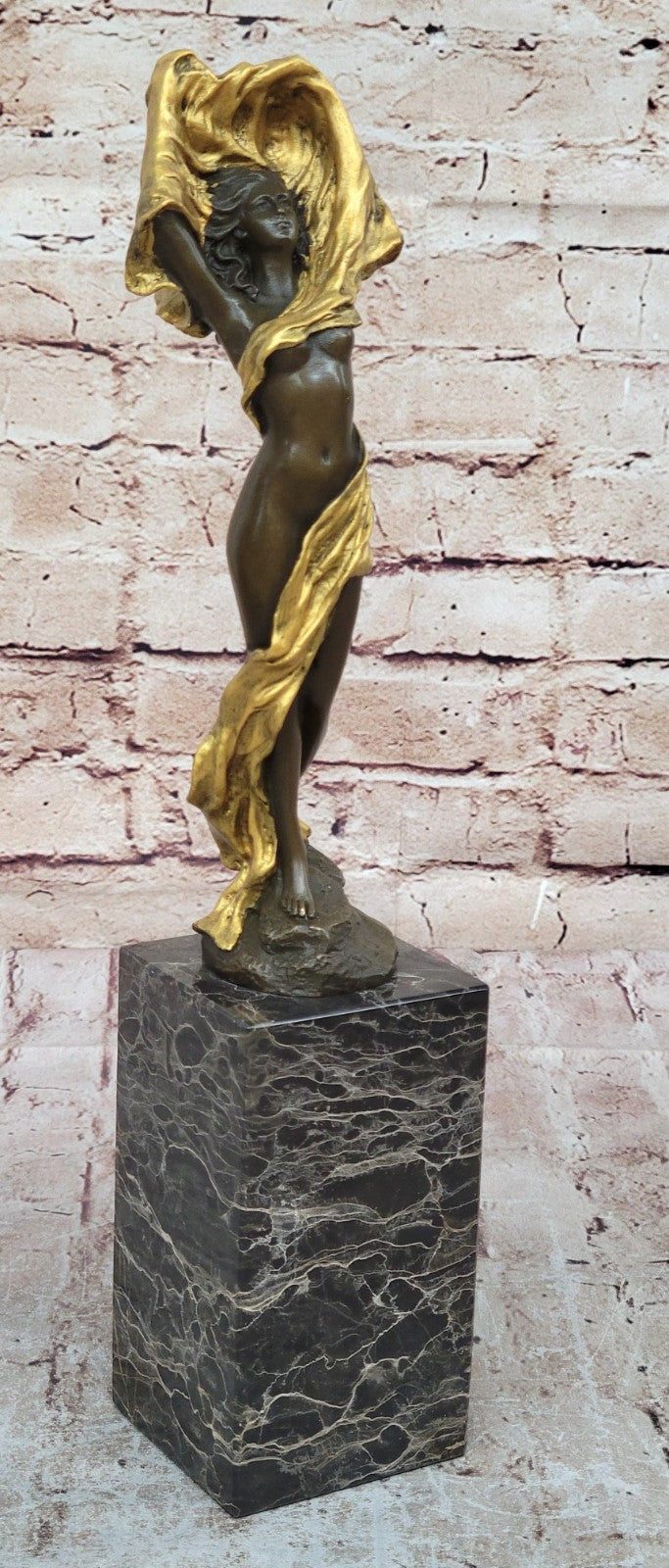 Art Deco Mid Century Nude Female Girl Woman Lady Bronze Sculpture by Miguel Lopez