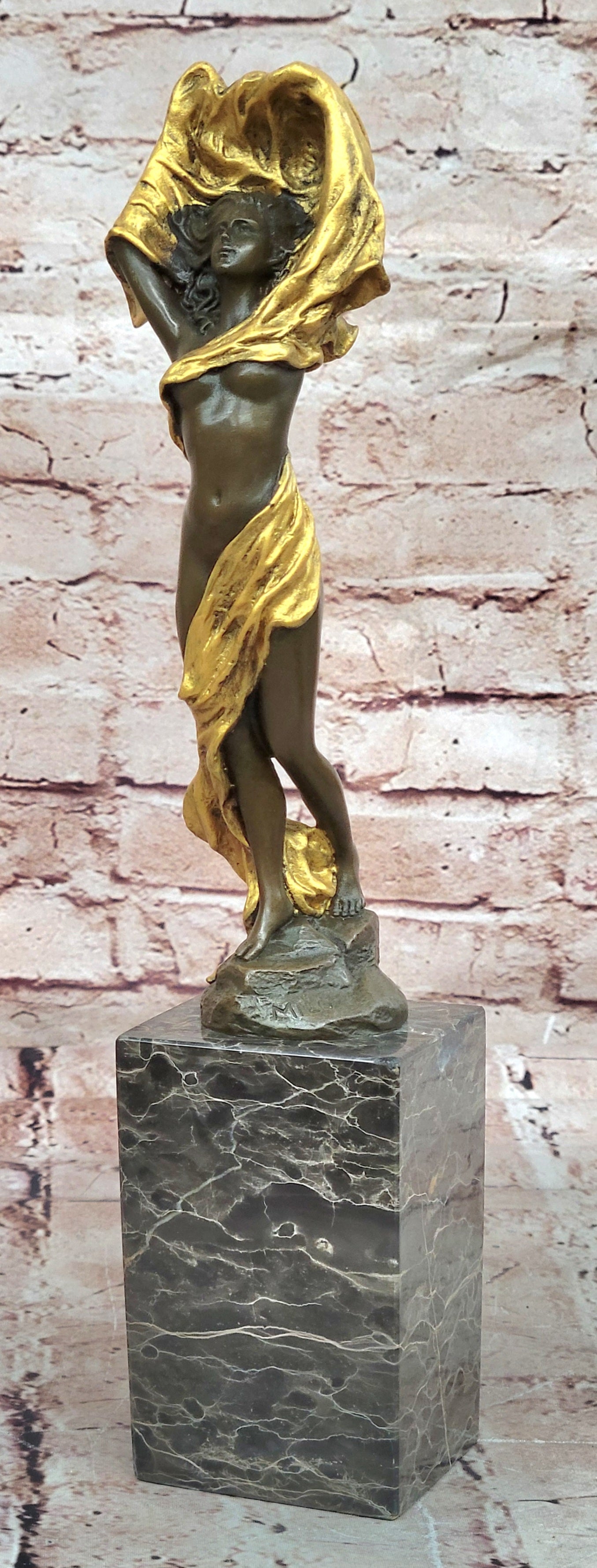 Art Deco Mid Century Nude Female Girl Woman Lady Bronze Sculpture by Miguel Lopez