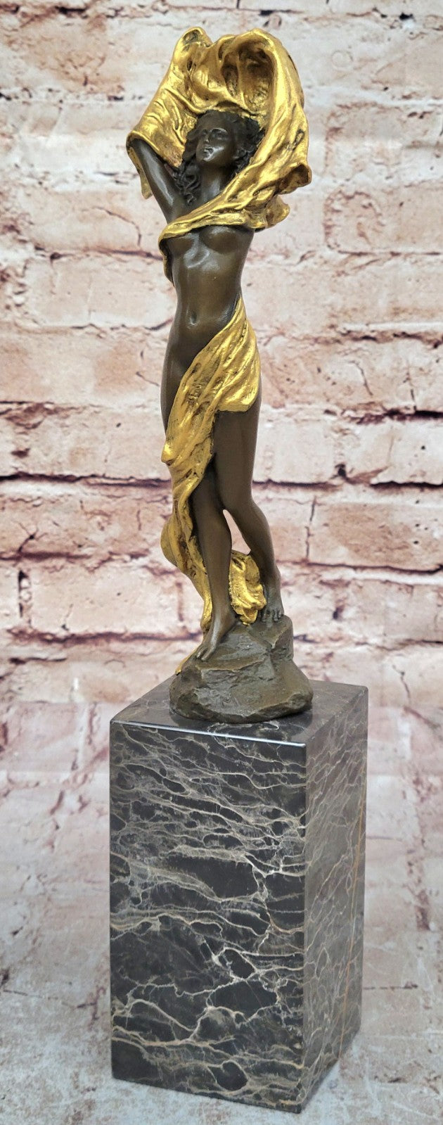 Art Deco Mid Century Nude Female Girl Woman Lady Bronze Sculpture by Miguel Lopez