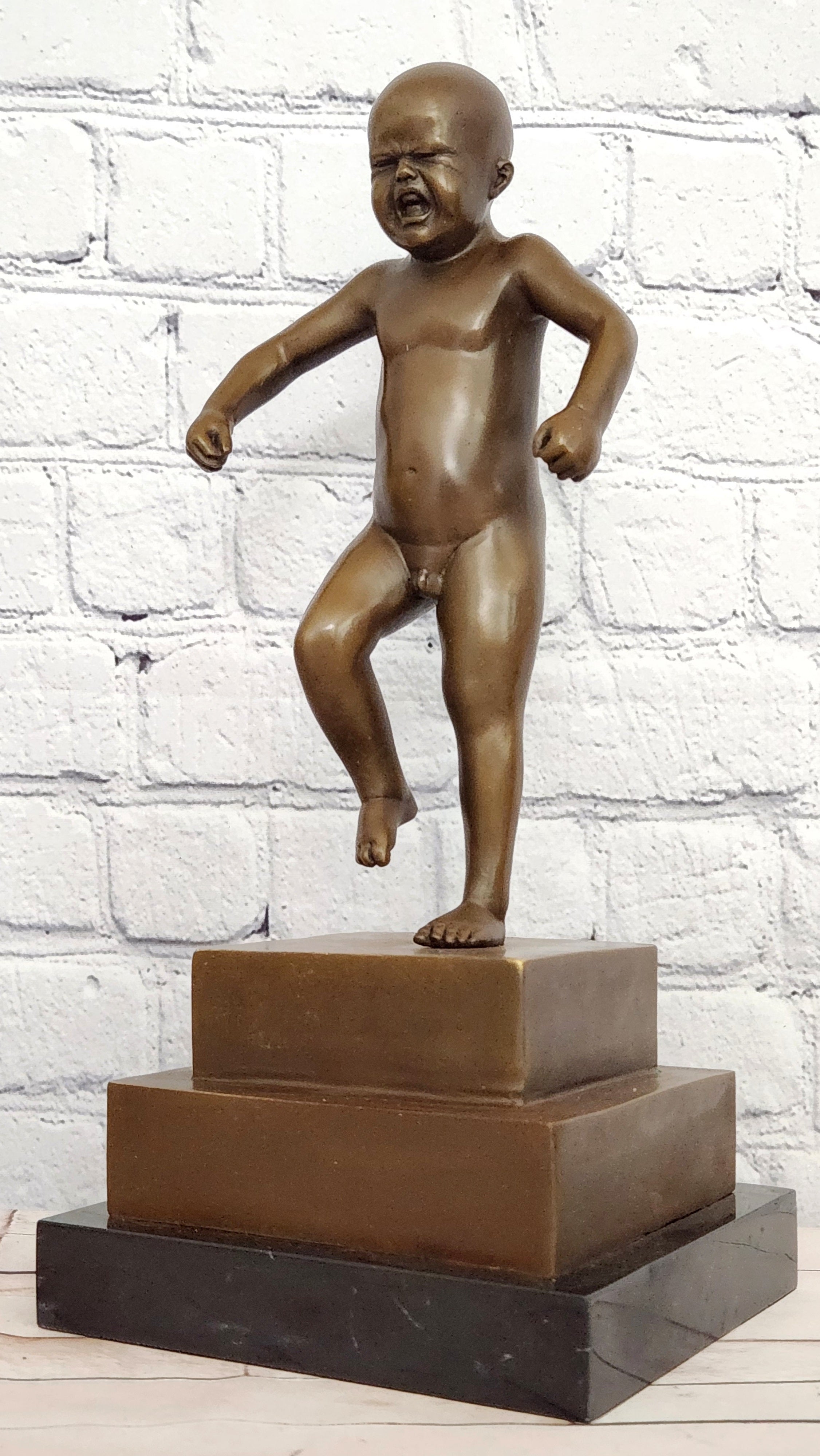 Hot Cast Baby Crying by Miguel Lopez Known As Milo Bronze sculpture Statue