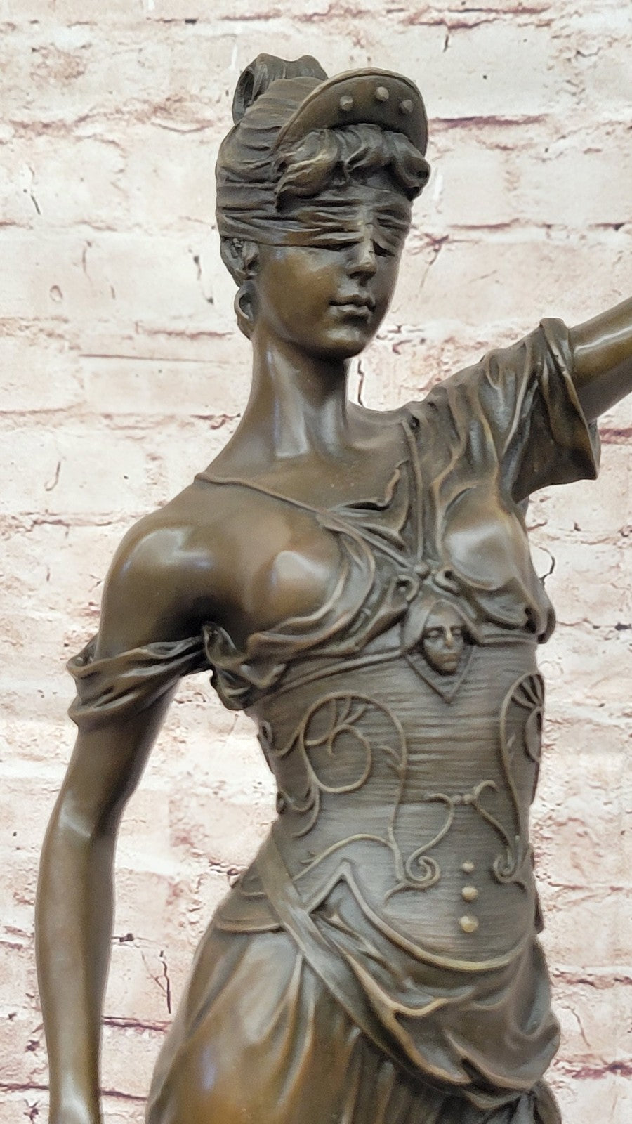 Art Deco Lost Wax Extra Large Blind Justice Lawyer Judge Bronze Sculpture Statue