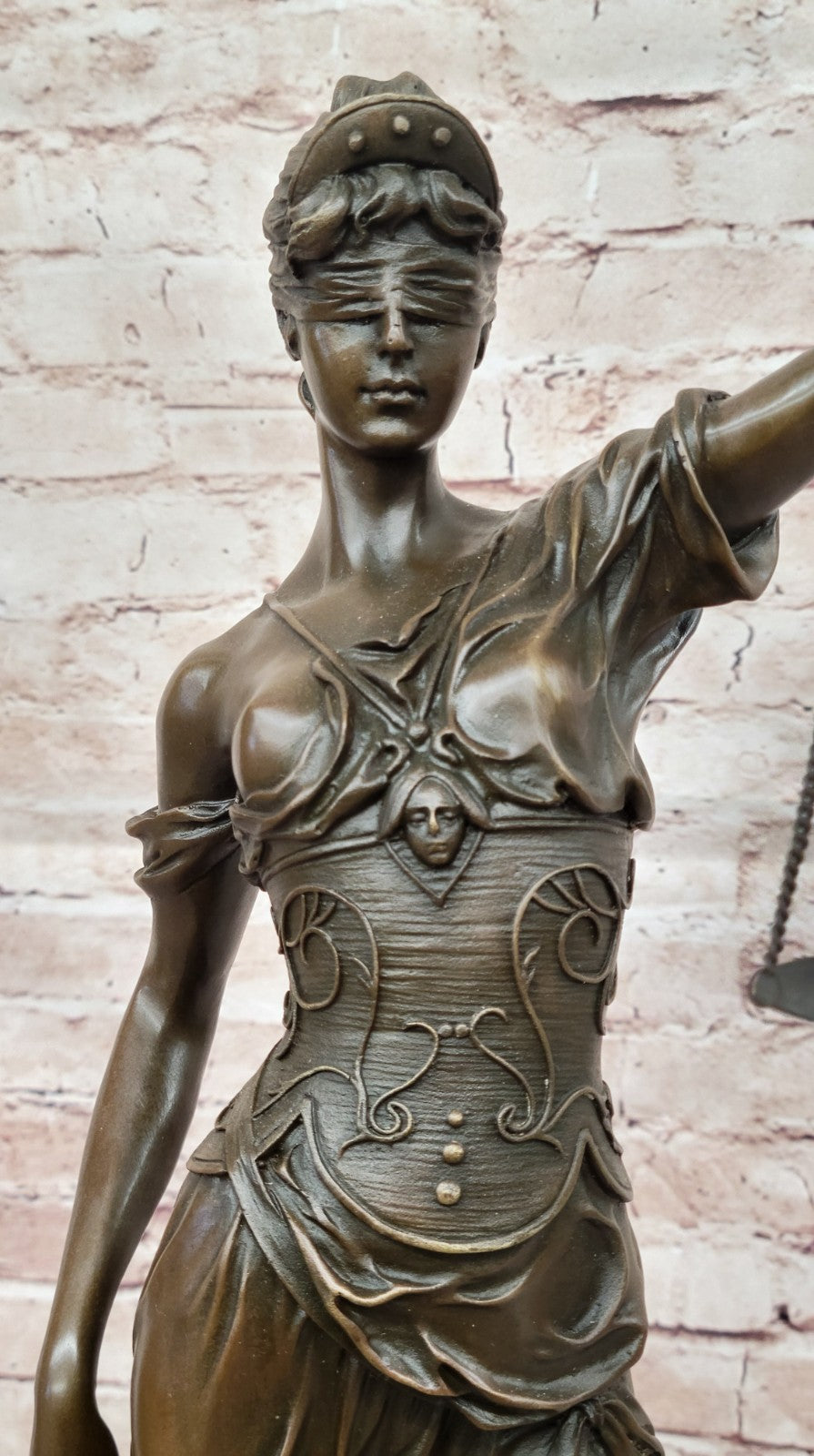 Art Deco Lost Wax Extra Large Blind Justice Lawyer Judge Bronze Sculpture Statue