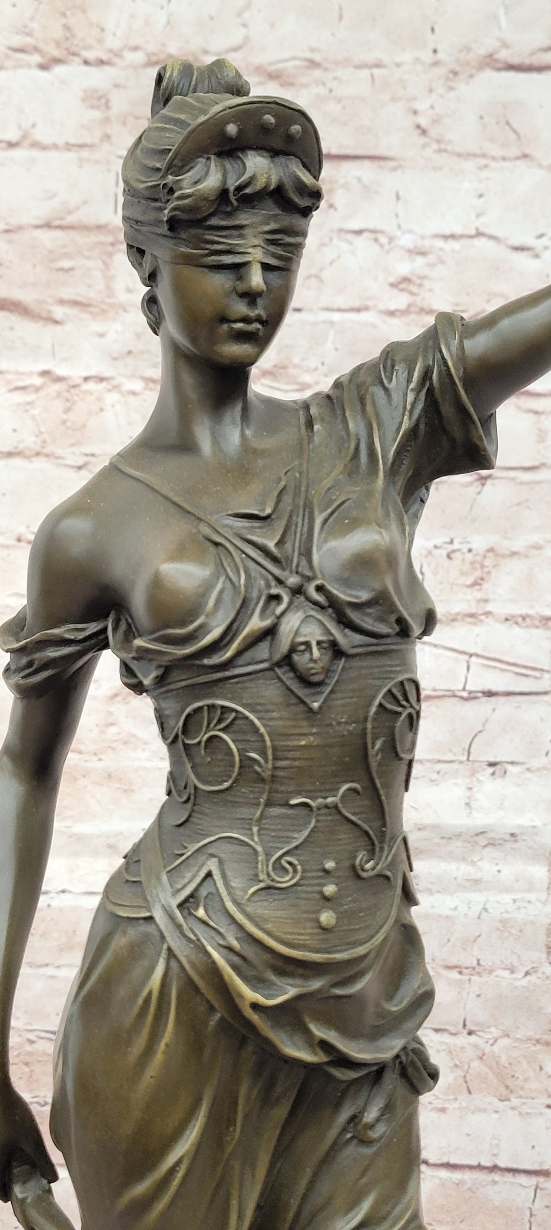 Art Deco Lost Wax Extra Large Blind Justice Lawyer Judge Bronze Sculpture Statue