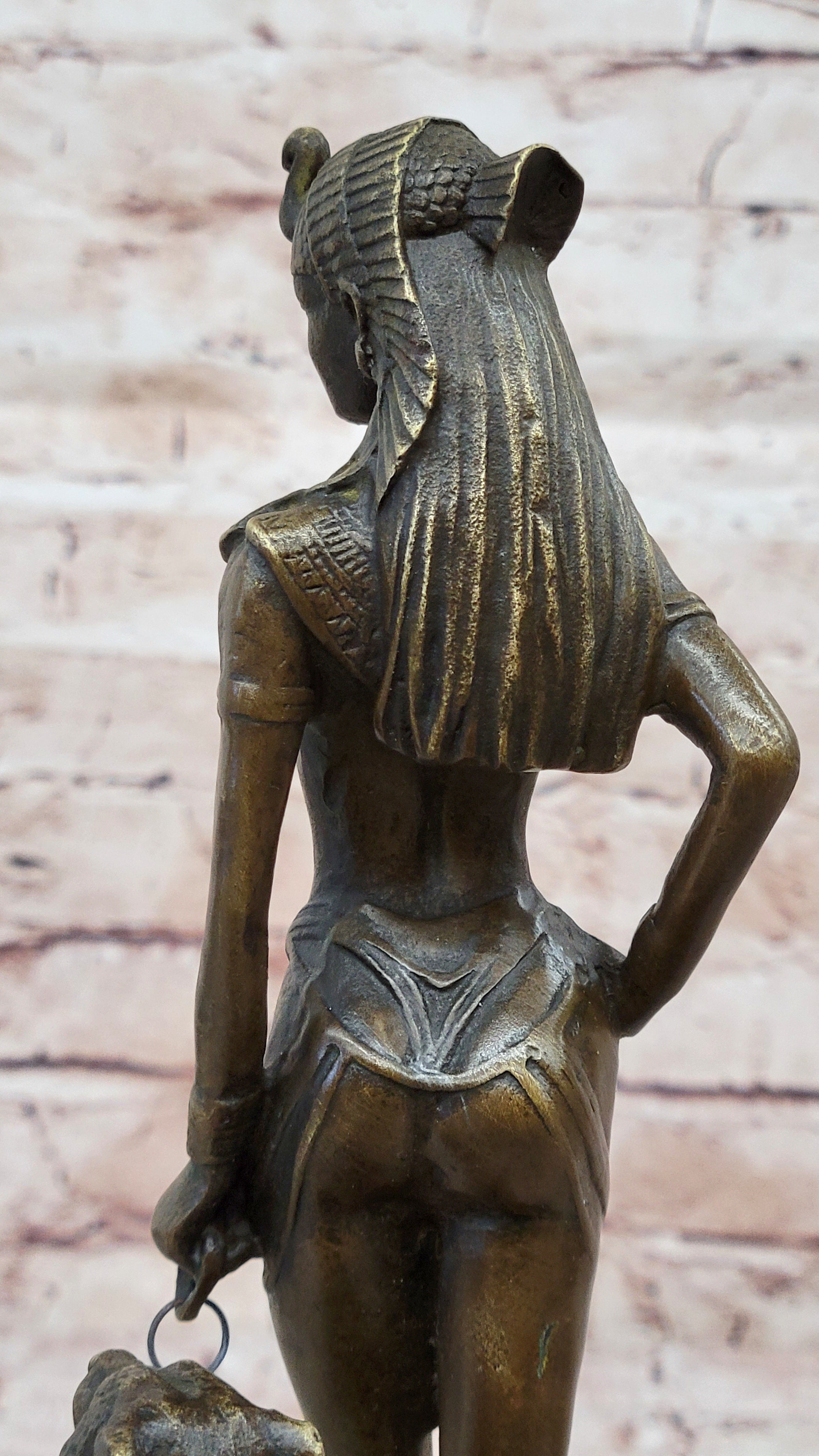 Signed Original Cesaro Queen strolling with her pet panther Bronze Sculpture Art