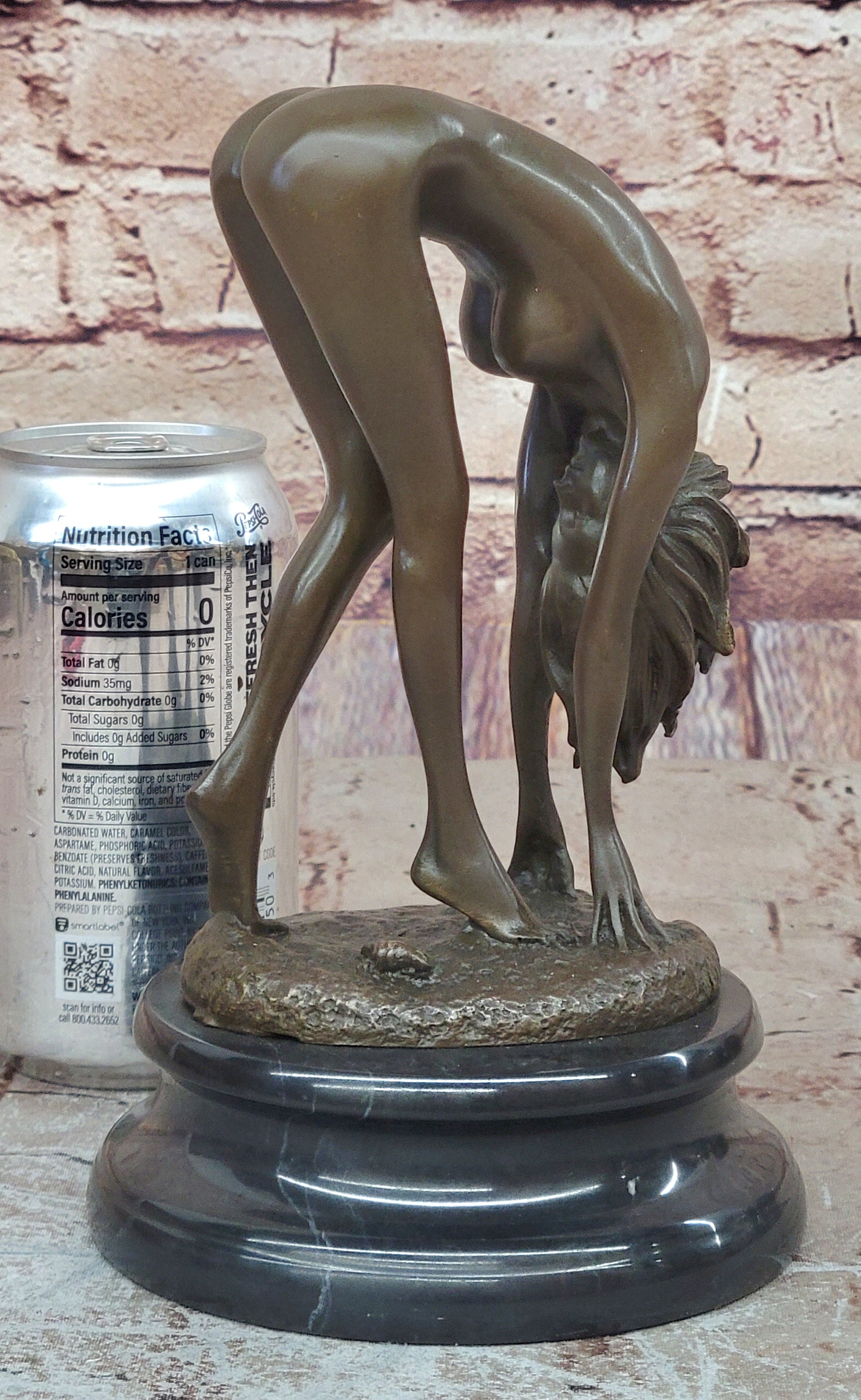 Bronze Sculpture Signed Original Hot Cast Nude Girl By Cesaro Statue Figurine