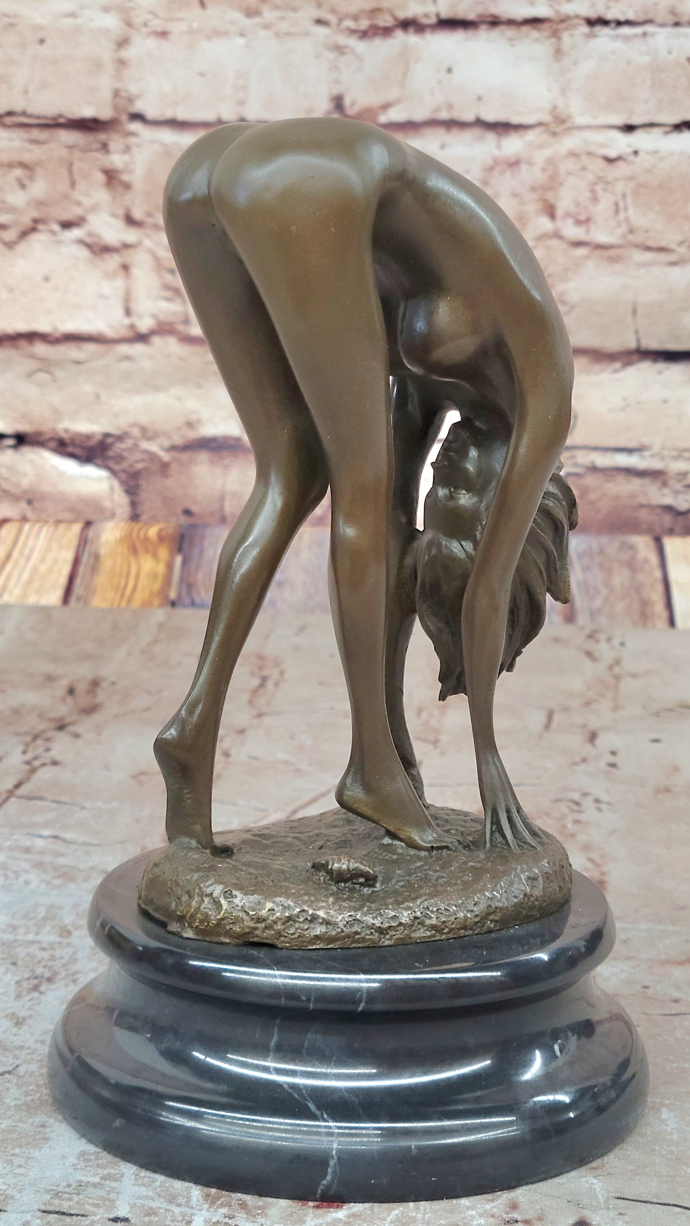 Bronze Sculpture Signed Original Hot Cast Nude Girl By Cesaro Statue Figurine