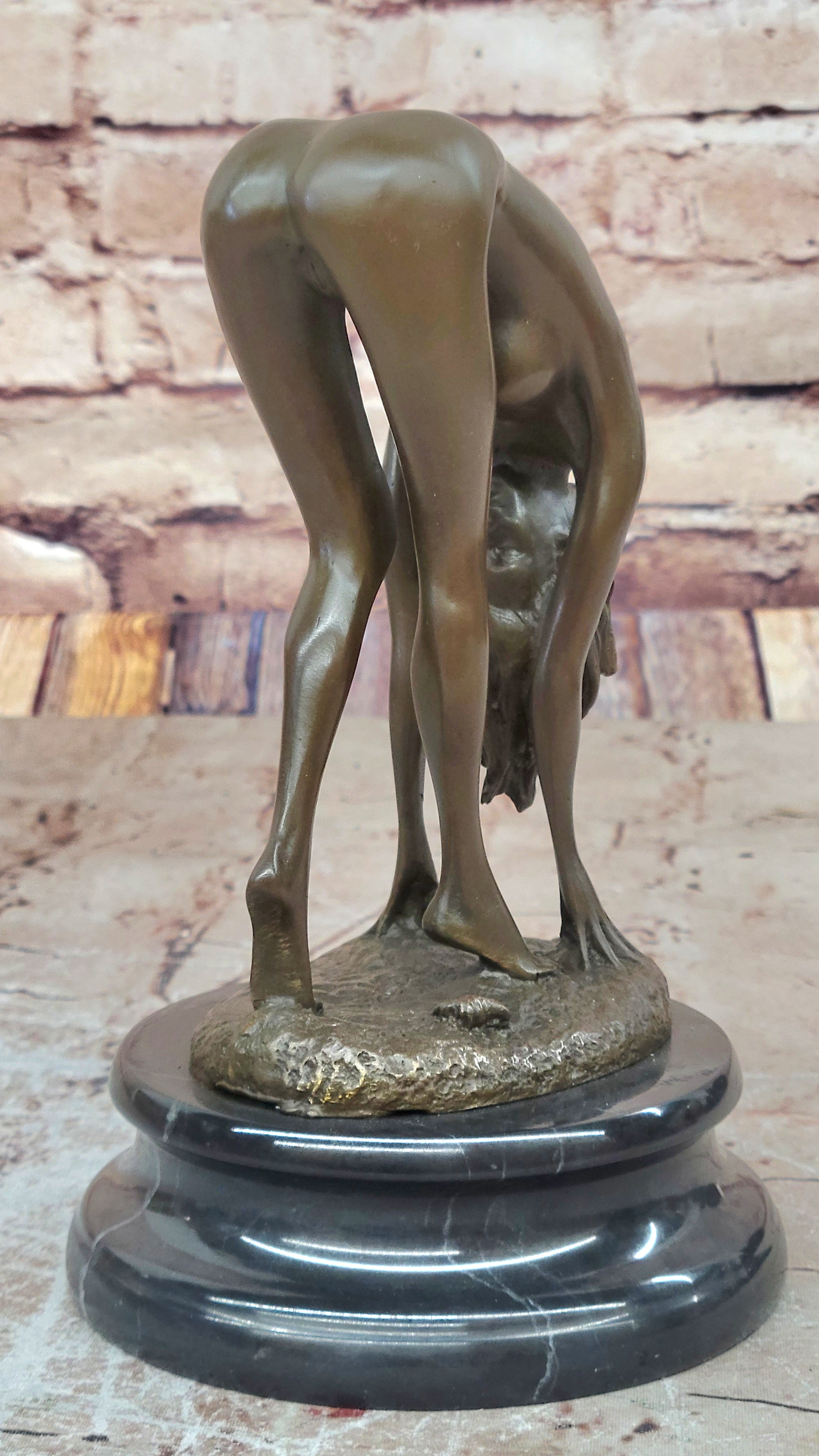 Bronze Sculpture Signed Original Hot Cast Nude Girl By Cesaro Statue Figurine