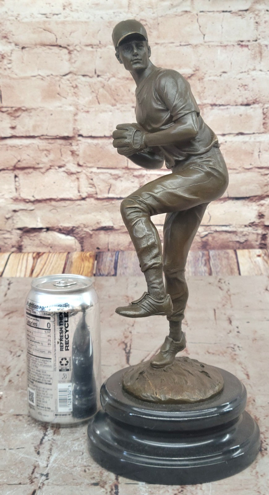 Baseball Lover Pitcher Major League Trophy Bronze Sculpture Statue Figurine