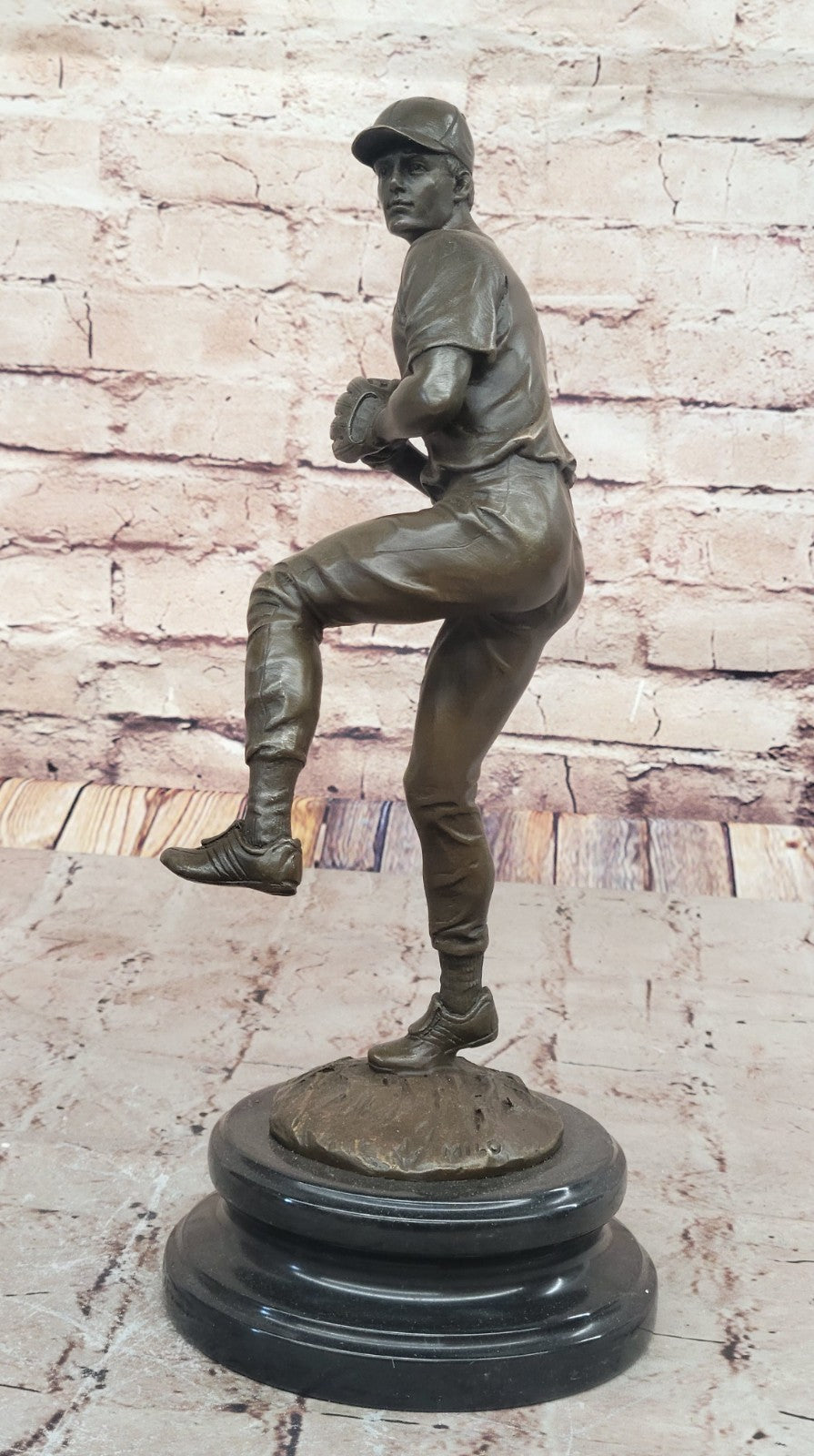 Baseball Lover Pitcher Major League Trophy Bronze Sculpture Statue Figurine