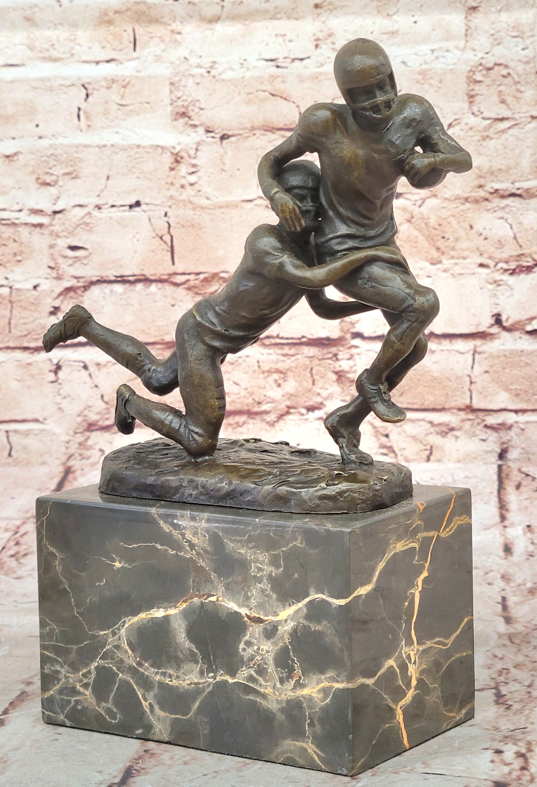 Football Player 9" Tall Beautiful Bronze Statue / Sculpture Brand New Figurine