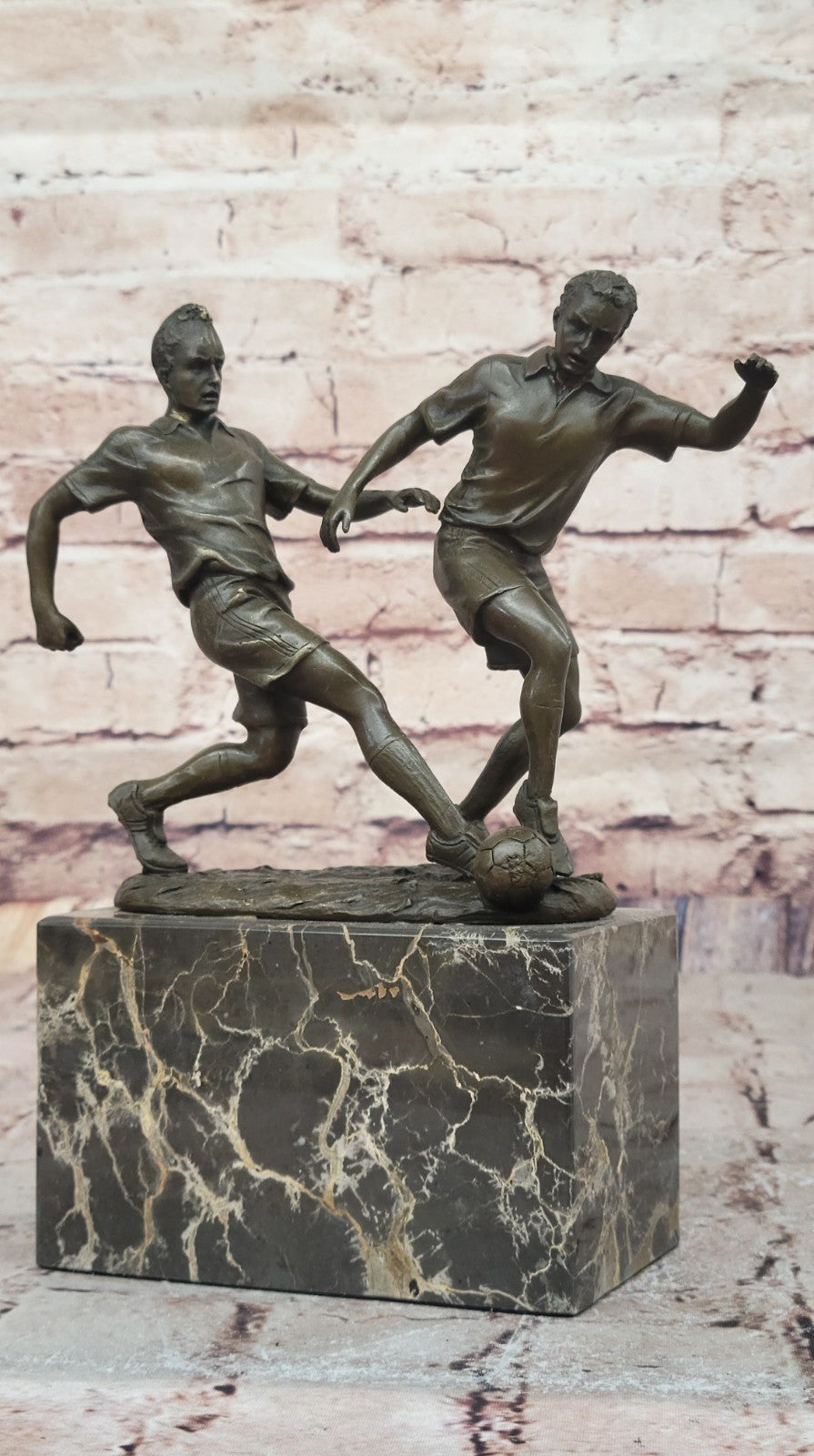Handcrafted bronze sculpture SALE Player Soccer Two Deco Art Original Artwork