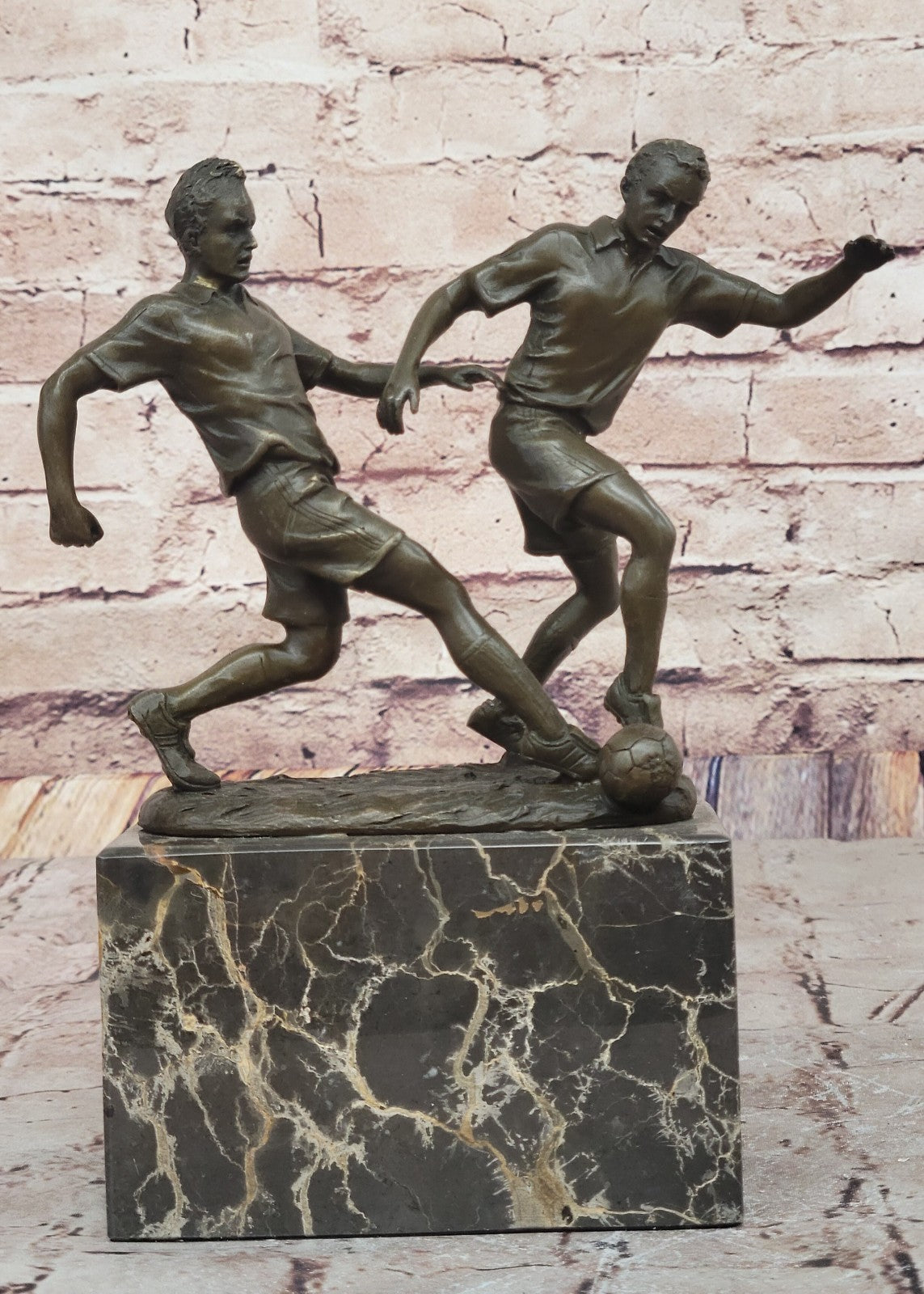 Handcrafted bronze sculpture SALE Player Soccer Two Deco Art Original Artwork