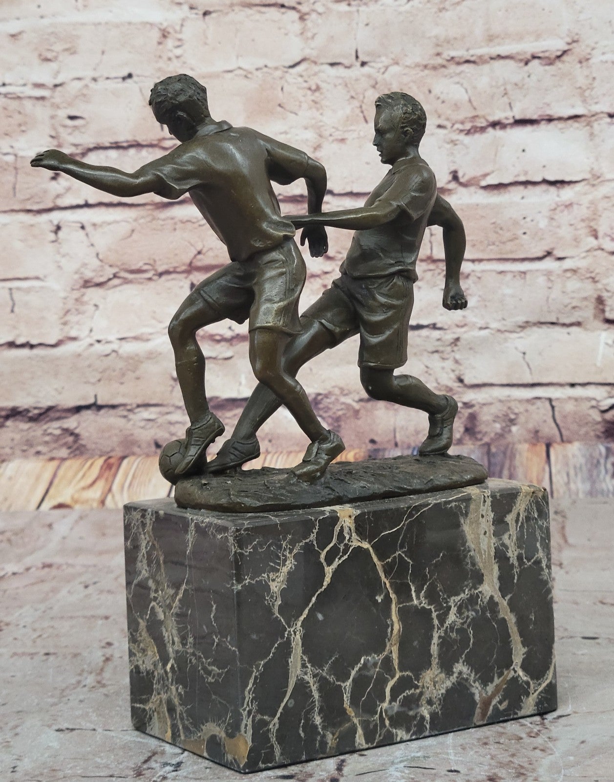 Handcrafted bronze sculpture SALE Player Soccer Two Deco Art Original Artwork