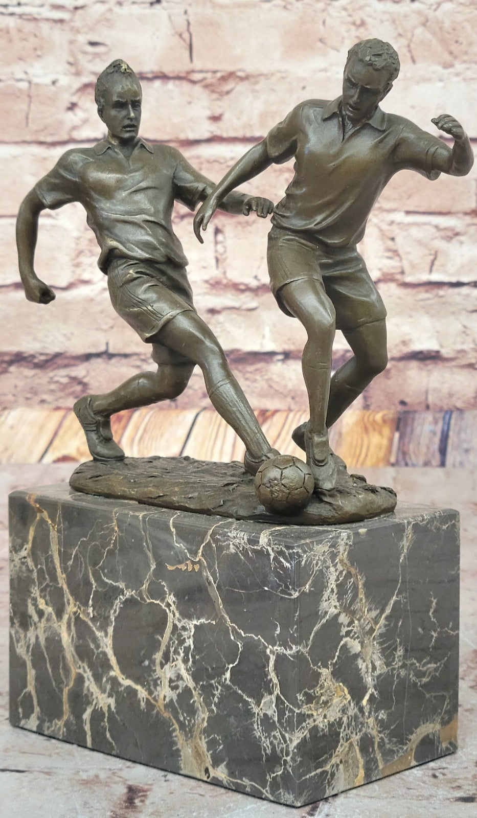 Handcrafted bronze sculpture SALE Player Soccer Two Deco Art Original Artwork