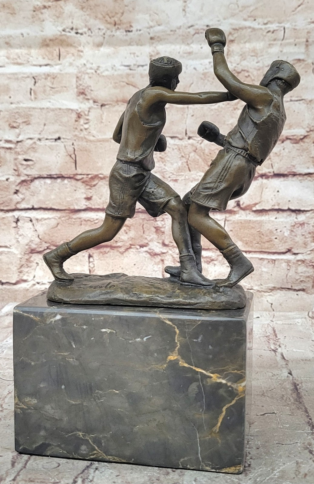Home/Office Art Deco Bronze Statue Signed Original Milo Last Round Boxer Boxing