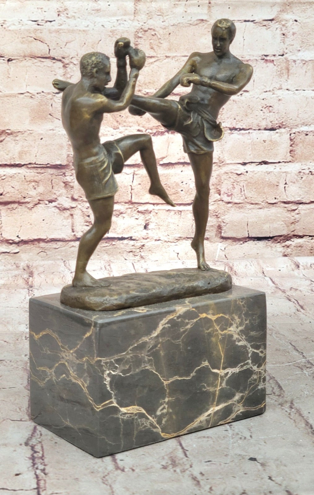 Bronze Sculpture Match Sport Kick Boxer Hot Cast Hand crafted Artwork Figure Art
